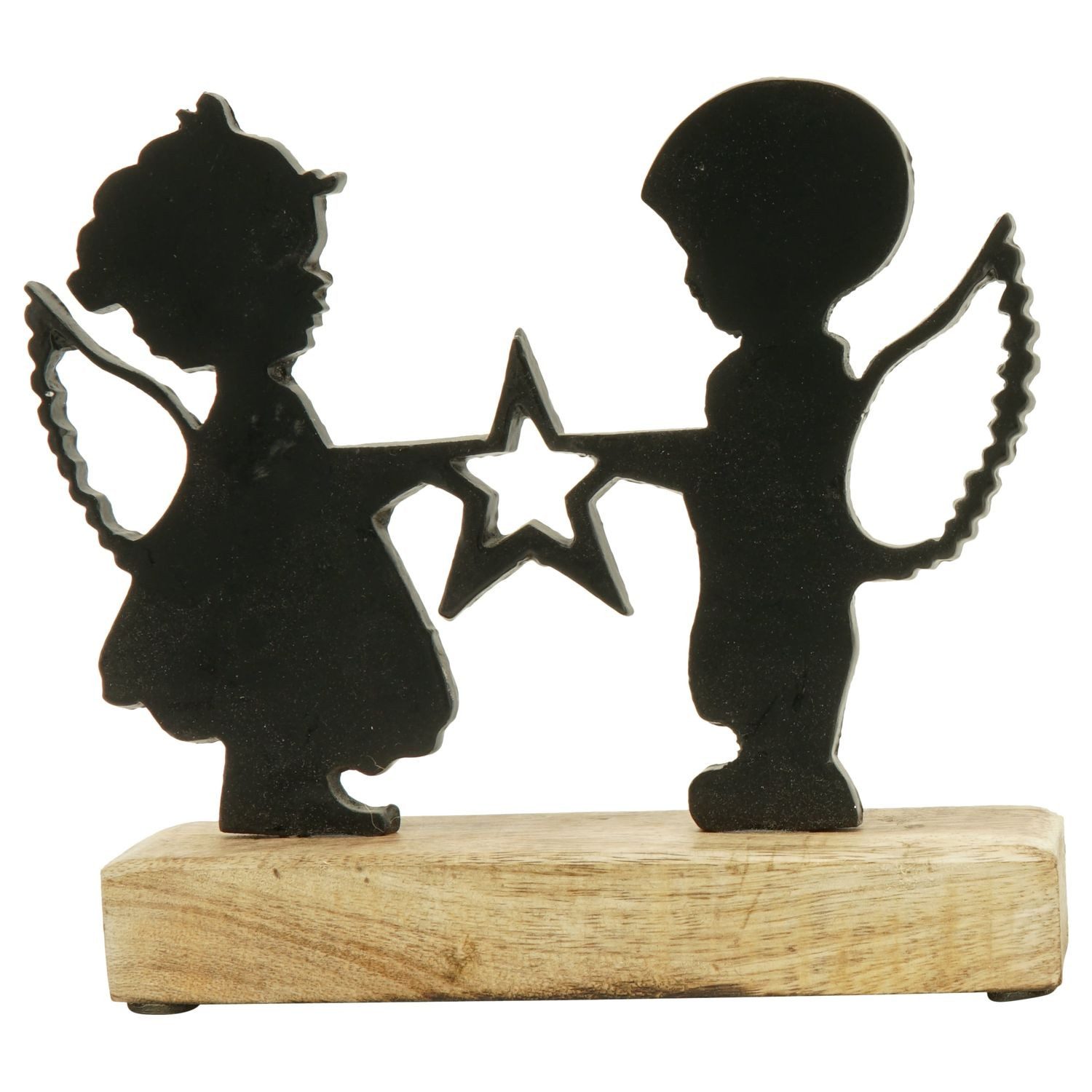 Exner GmbH Garten- & Wohnaccessoires Weihnachtsfigur Engel Sobre - schwarz - Alu/Holz - 20x5x17 cm
