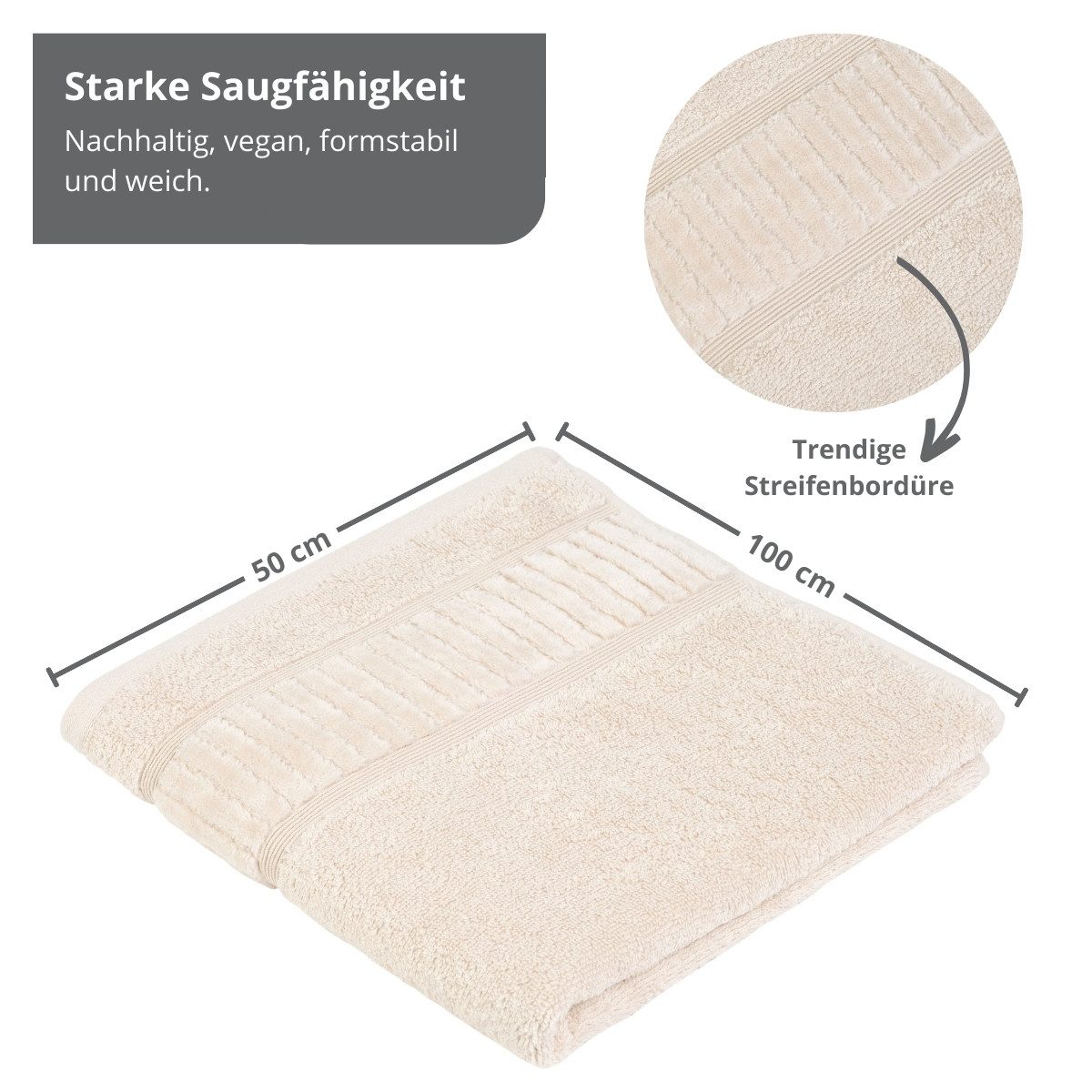liebling Handtuch Organic, 100% Bio Baumwolle, hochwertige Qualität 500 gr./m², knitterarm, luxuriös, mit Schlaufe