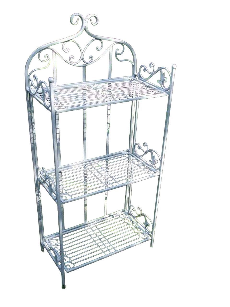 Deko-Impression Standregal Eisenregal Wandregal Standregal 3 Böden Eisen weiss Landhaus, 1-tlg.