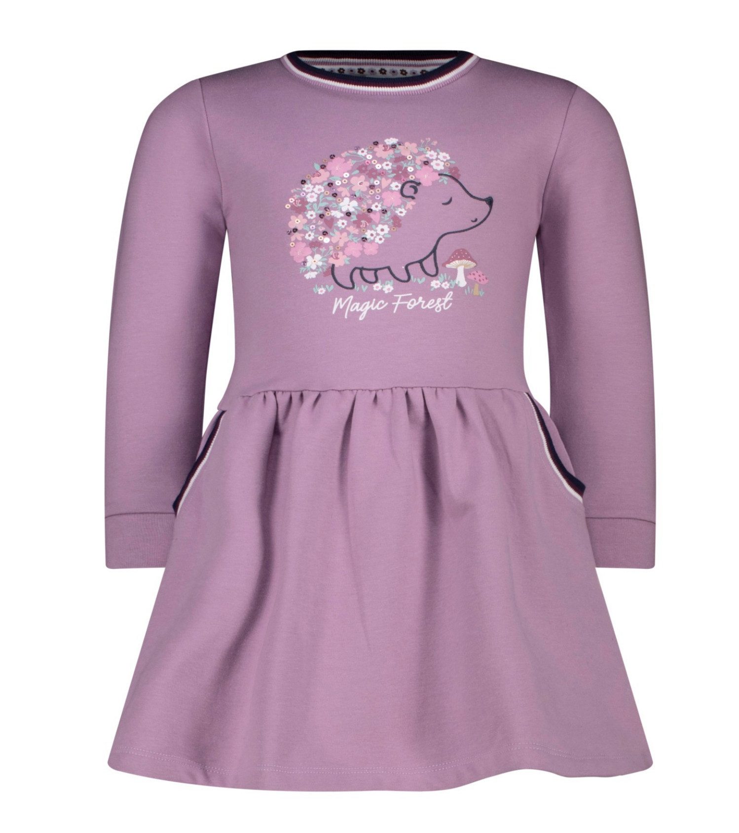 SALT AND PEPPER Sweatkleid Mädchen Langarmkleid lila mit Igelmotiv und Taschen