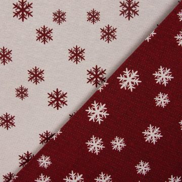 Vorhang SCHÖNER LEBEN. Vorhang Smok-Schlaufenband Schneeflocken weiß rot 245cm, SCHÖNER LEBEN., (1 St), blickdicht, Baumwolle, handmade, made in Germany, vorgewaschen