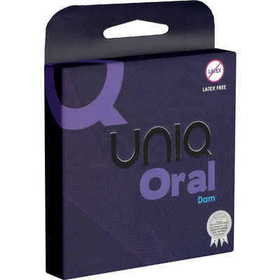 UNIQ Kondome Oral Love Dams (Lecktücher ohne Geruch) auch mit Gleitgel auf Öl-Basis verwendbar, Packung mit, 3 St., gefühlsechte Lecktücher, extrem dünne, latexfreie und absolut geruchslose Lecktücher