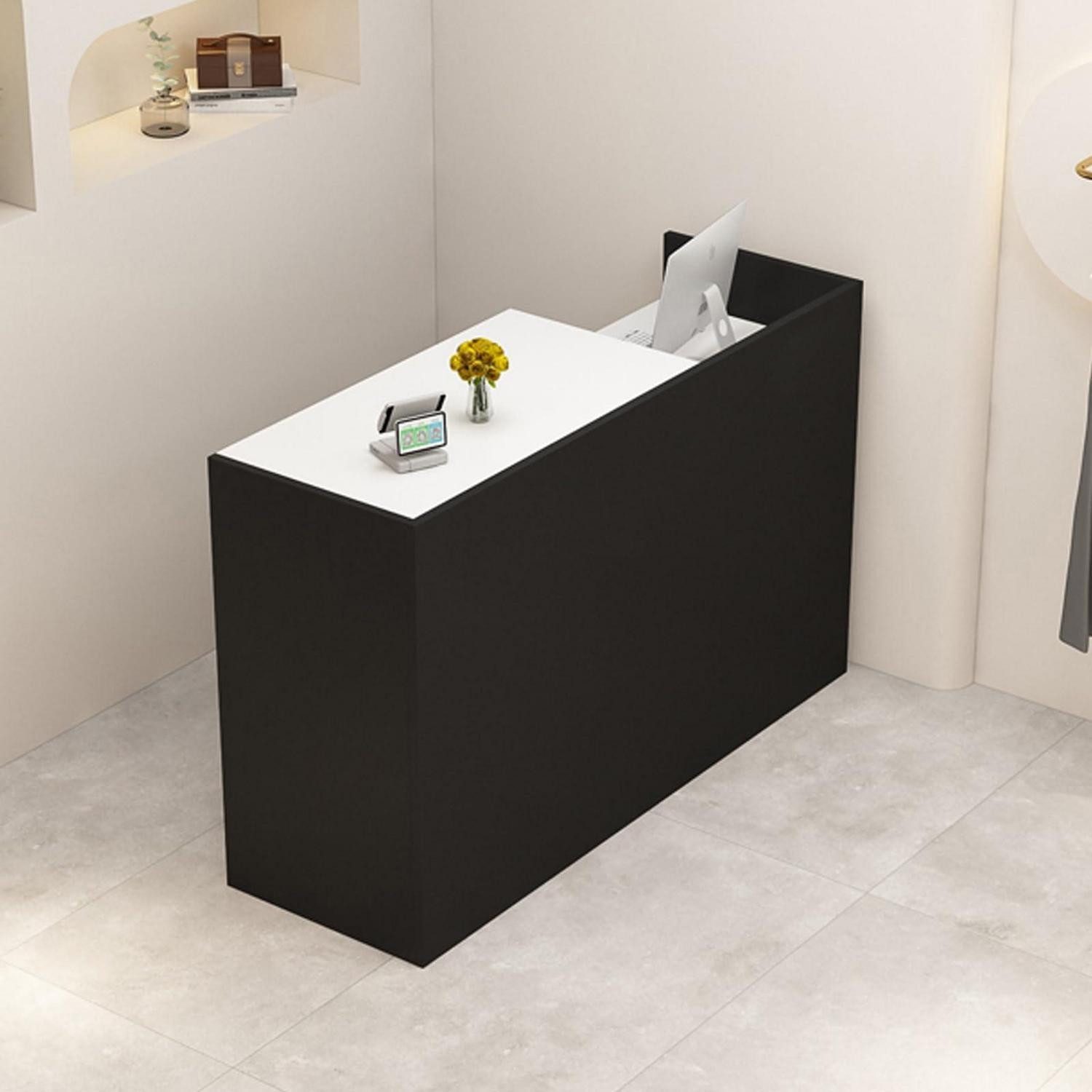LuxusKollektion Empfangstheke Empfangstheke Schwarz + Weiß 150 x 50 x 100 cm (rechte Plattform) (1-St)