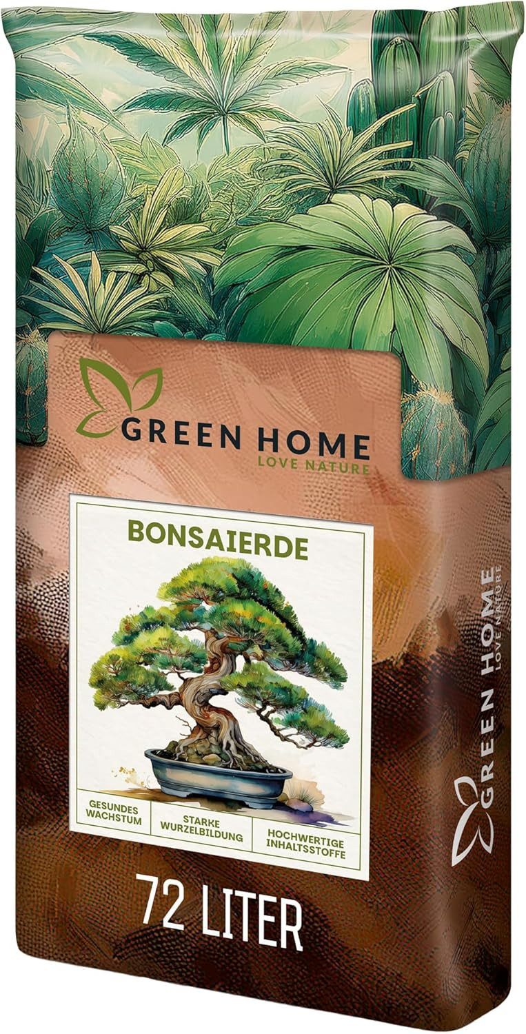 GREEN HOME LOVE NATURE Spezialerde Bonsaierde für gesunde Wurzeln & Drainage, Indoor & Outdoor 18 L, 36 L, 72 L, Langzeitdünger, Perlit, Kokosfasern, pH 5,8, gute Drainage