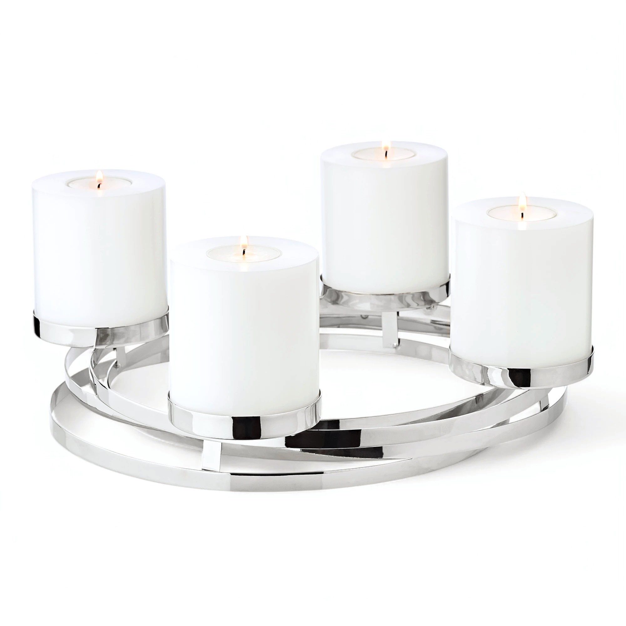 EDZARD Adventskranz Annabel Ø 34 cm Silber-Optik, glänzend, vernickelt