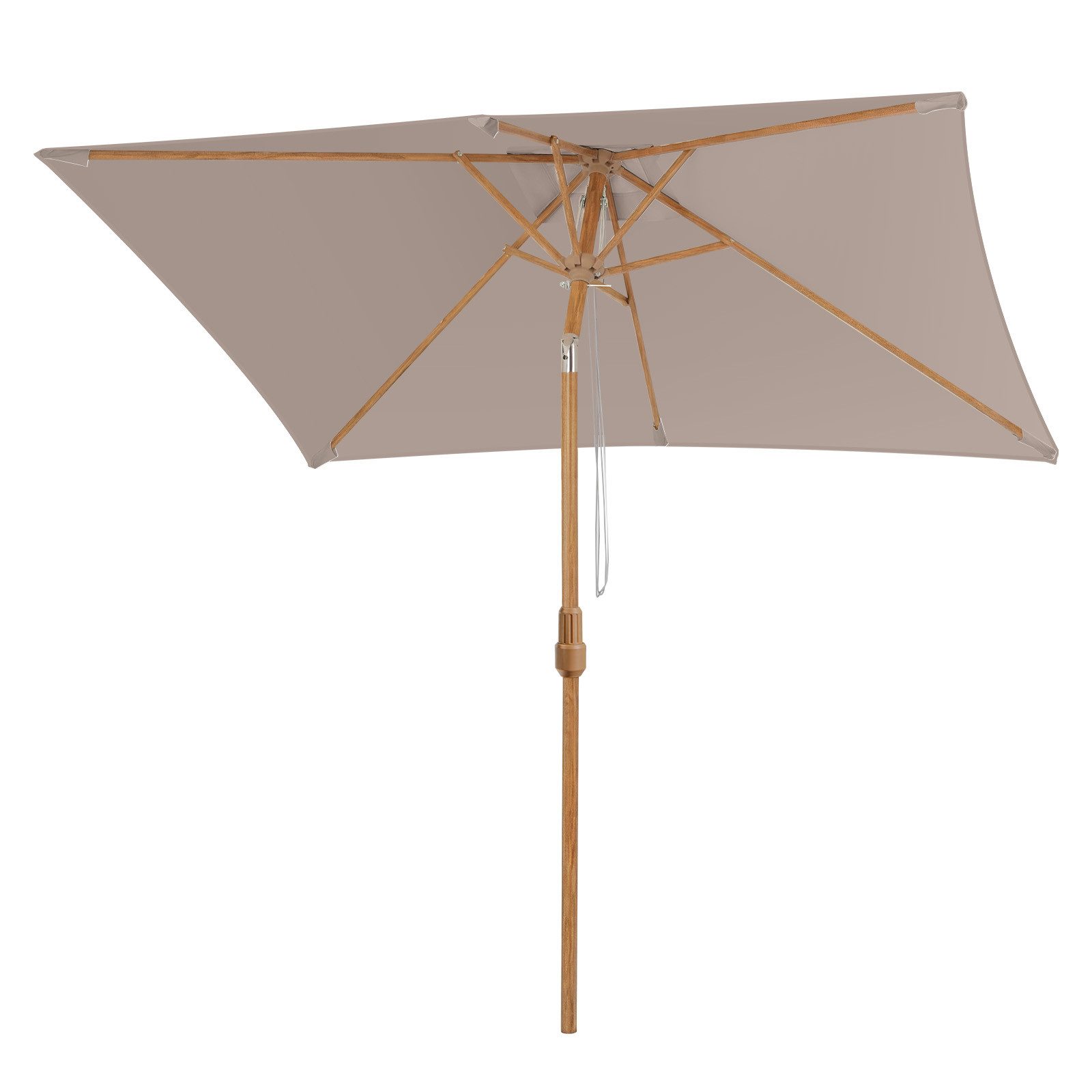 Sekey Sonnenschirm 300 x 200 cm Sonnenschirm Rechteckig Holzoptik Gartenschirm Knickbar, LxB: 300x200 cm, Marktschirm Holzoptik-Schirmstiel, für Garten – Bild 4 von 5