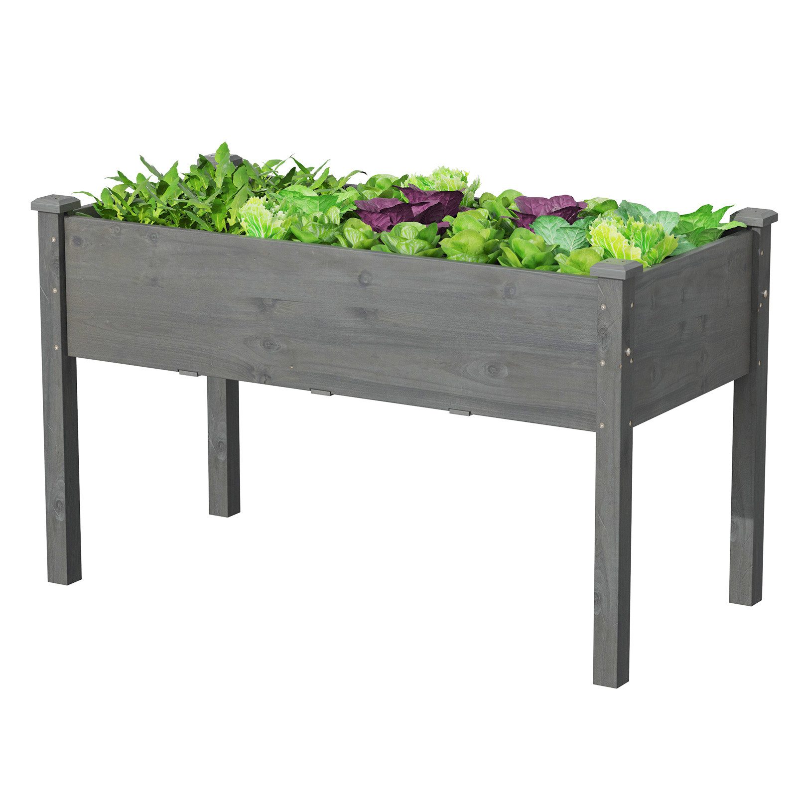 KOMFOTTEU Hochbeet, Gartenbeet Pflanzkasten mit Drainagelöcher, aus Tannenholz