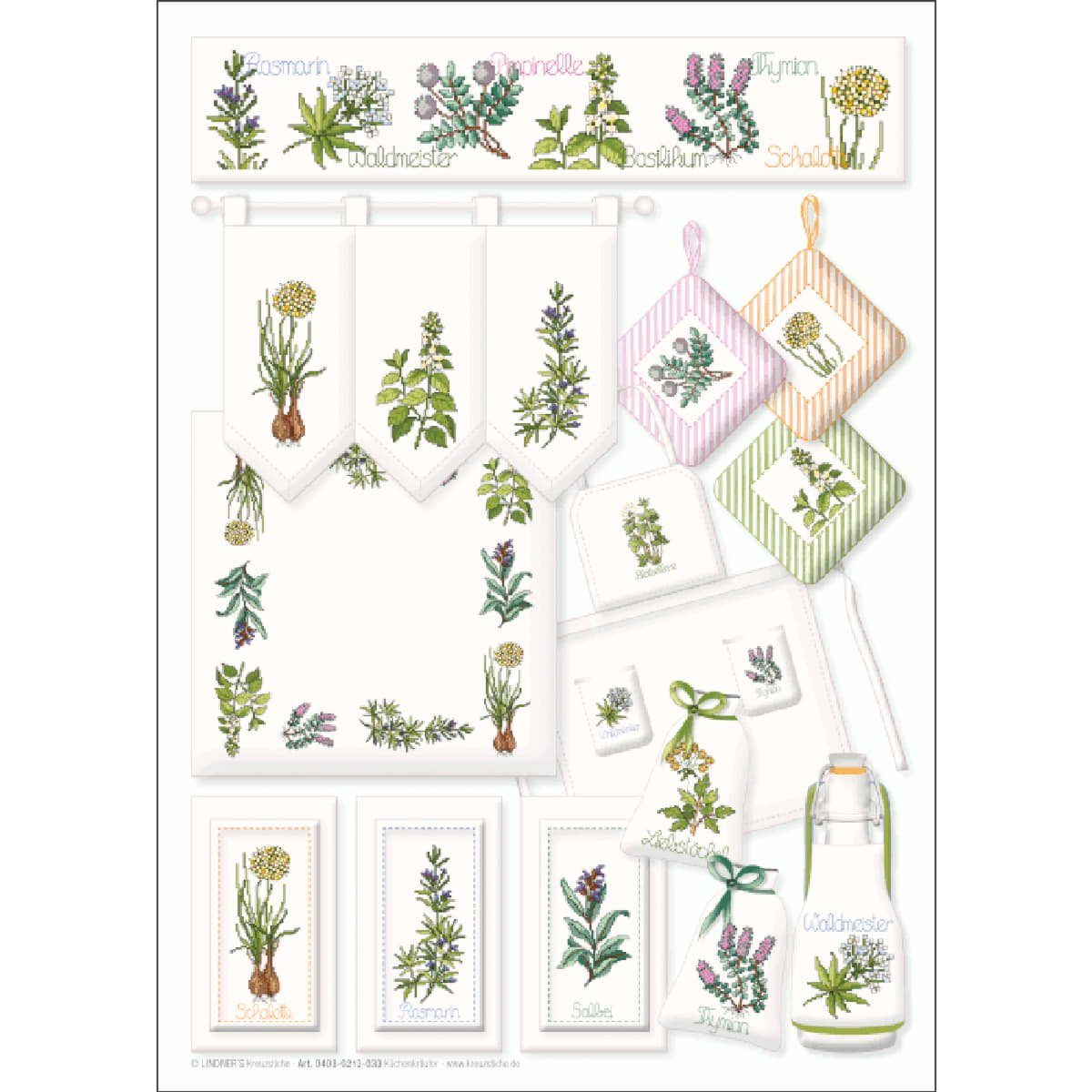 Lindner´s Kreuzstiche Kreativset Lindner´s Kreuzstiche Zählmuster Vorlage "Küchenkräuter", 033, (embroidery kit by Marussia)