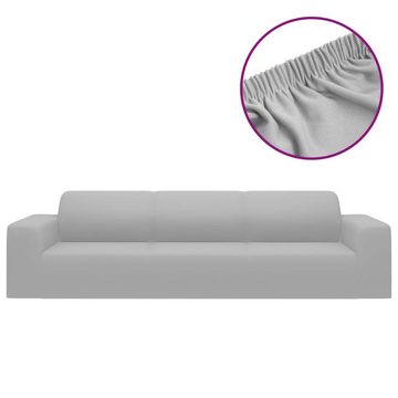 Hussen-Set Stretch Sofahusse 4-Sitzer Grau Polyester-Jersey, furnicato