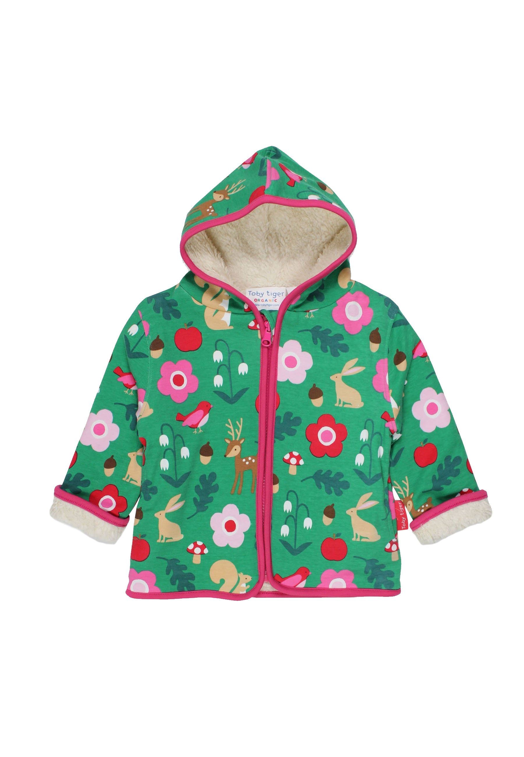 Toby Tiger Sweatjacke Sweatjacke mit Fleece gefüttert und mit Wald Print | Jacken