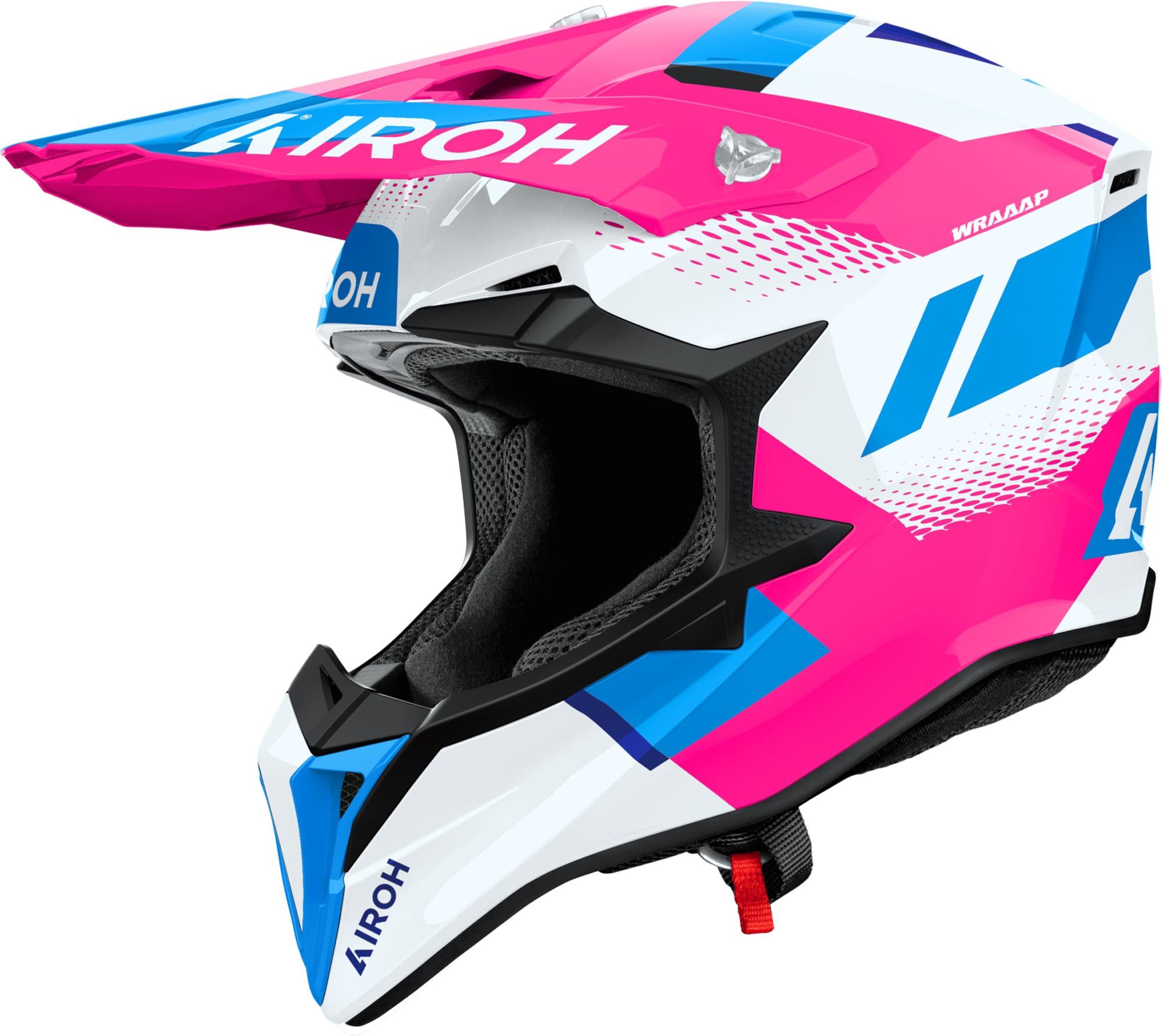 Airoh Motocrosshelm Wraaap Vision Motocross Helm, vorbereitet für Kommunikationssystem,Notfallsystem-Polsterung (EQ