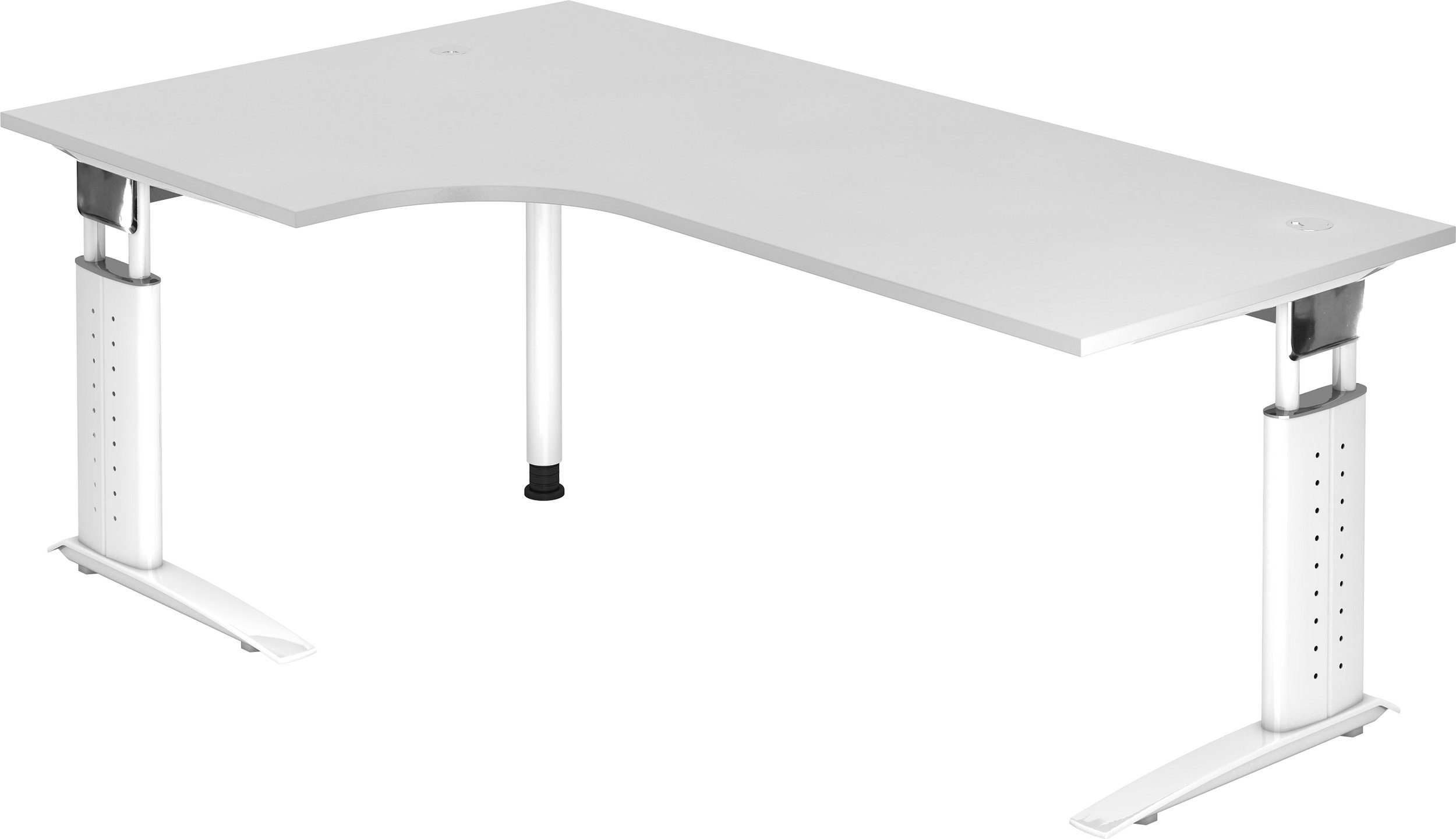 bümö Schreibtisch Schreibtisch Serie-U, Eckform: 200 x 120 cm - Dekor: Weiß - Gestell: Weiß