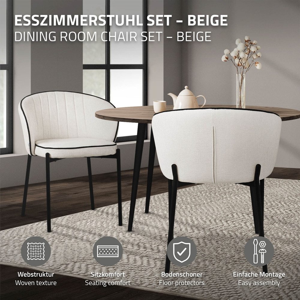ML-DESIGN Polsterstuhl Esszimmerstühle mit Armlehne & Rückenlehne Ergonomische moderne Design (4 St), Armlehnstuhl mit Metallbeine 4er Set Beige Lounge Sessel bis 120kg
