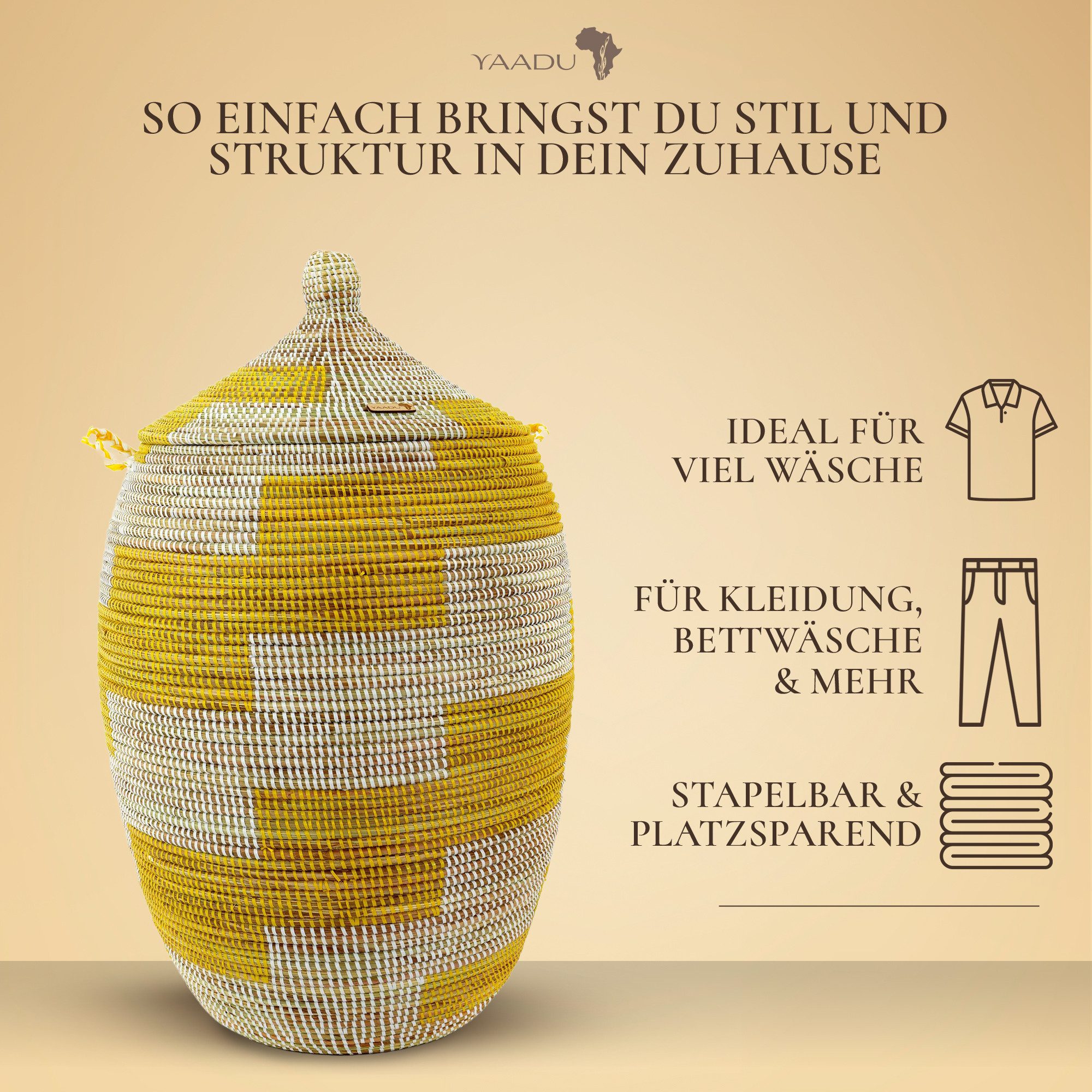 YAADU Wäschekorb mit Deckel 100L – günstig online kaufen
