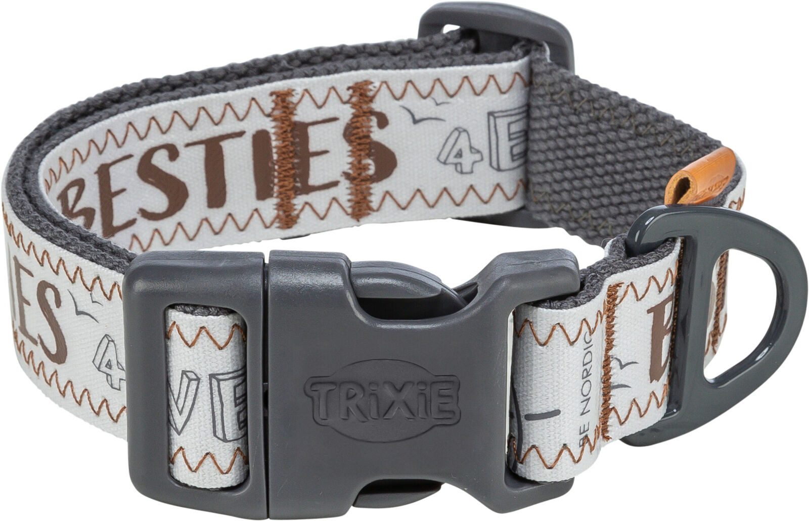 TRIXIE Hunde-Halsband BE NORDIC Halsband, extra breit - grau - 25–36 cm/25 mm, Baumwolle, Gurtband