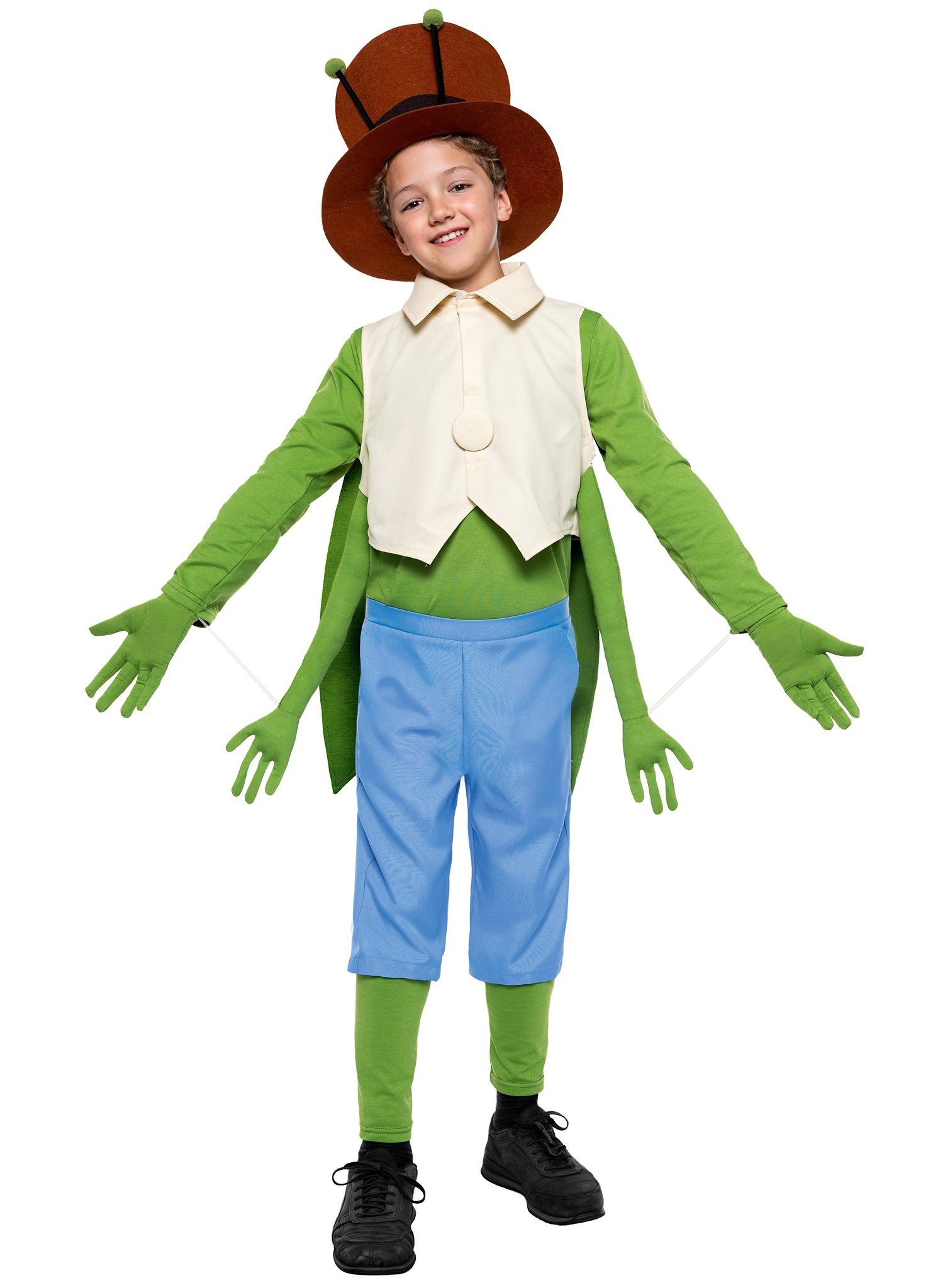 Maskworld Kostüm Biene Maja Flip Grashüpfer Faschingskostüm Kinder, Offiziell lizenziertes Kostüm des freundlichen Grashüpfers aus der a