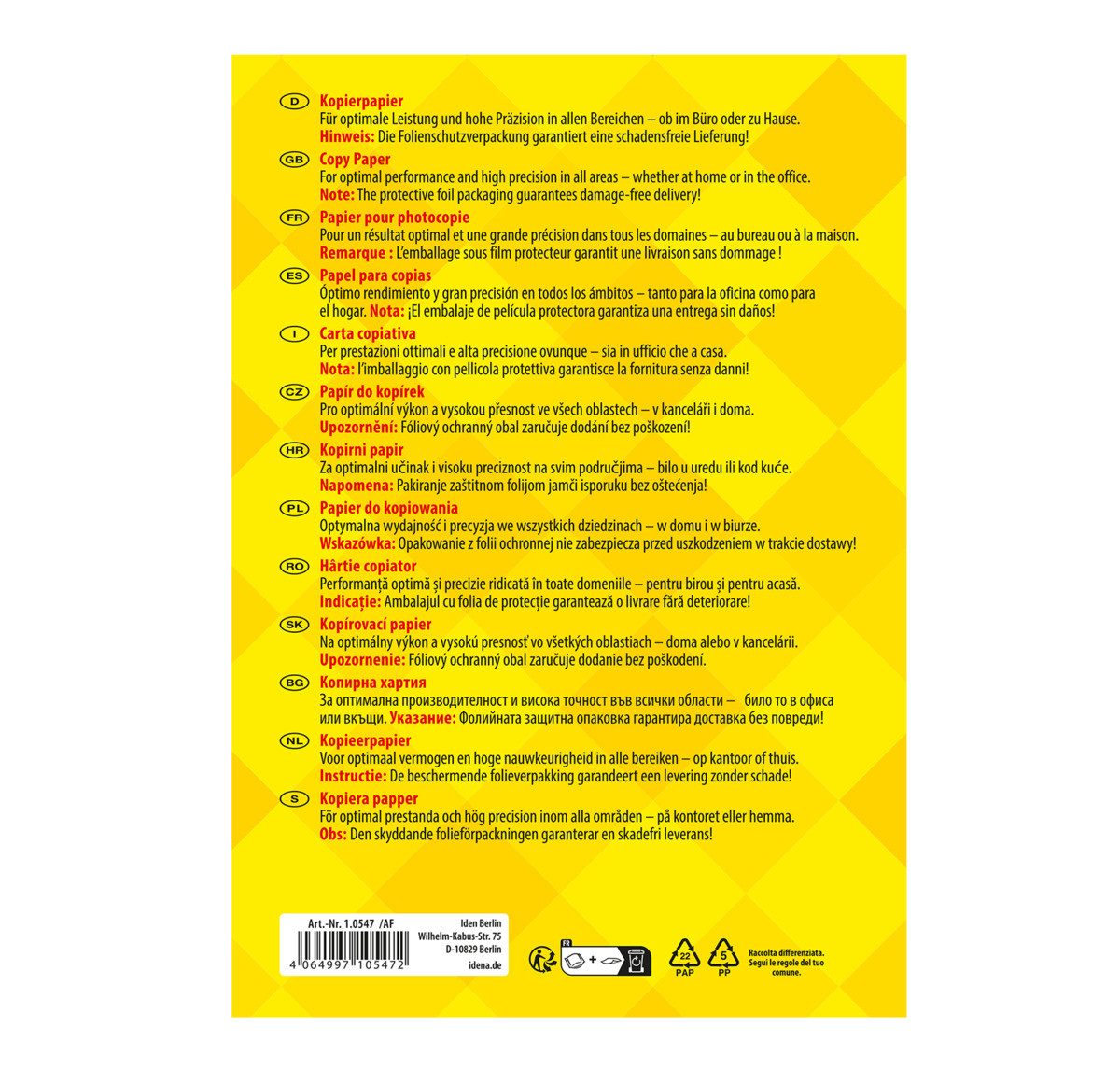 Idena Kopierpapier Idena 90951 - Kopierpapier DIN A5, 10 Packungen je 500 Blatt 80g/m²