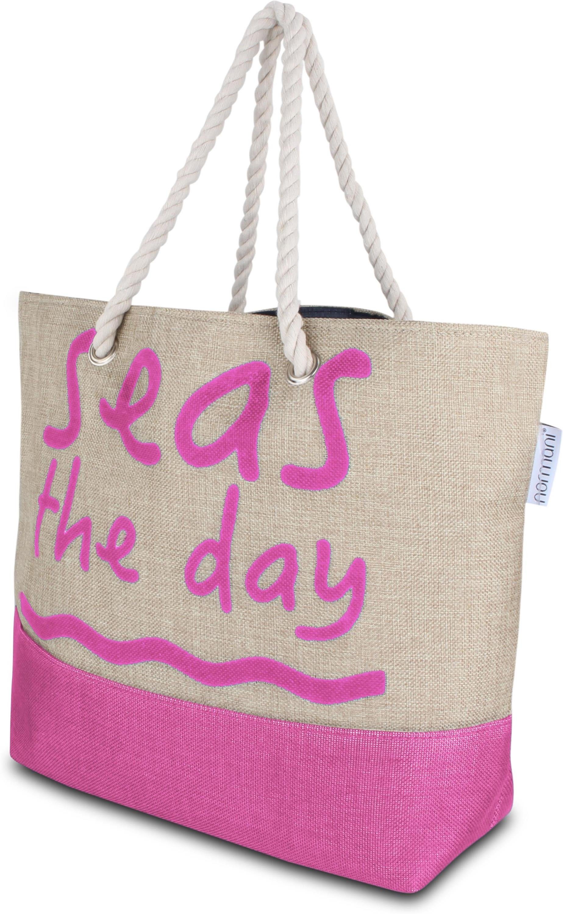 Sommer-Umhängetasche, als Strandtasche, Sea Henkeltasche Pink tragbar Strandtasche Schultertasche normani Bequeme