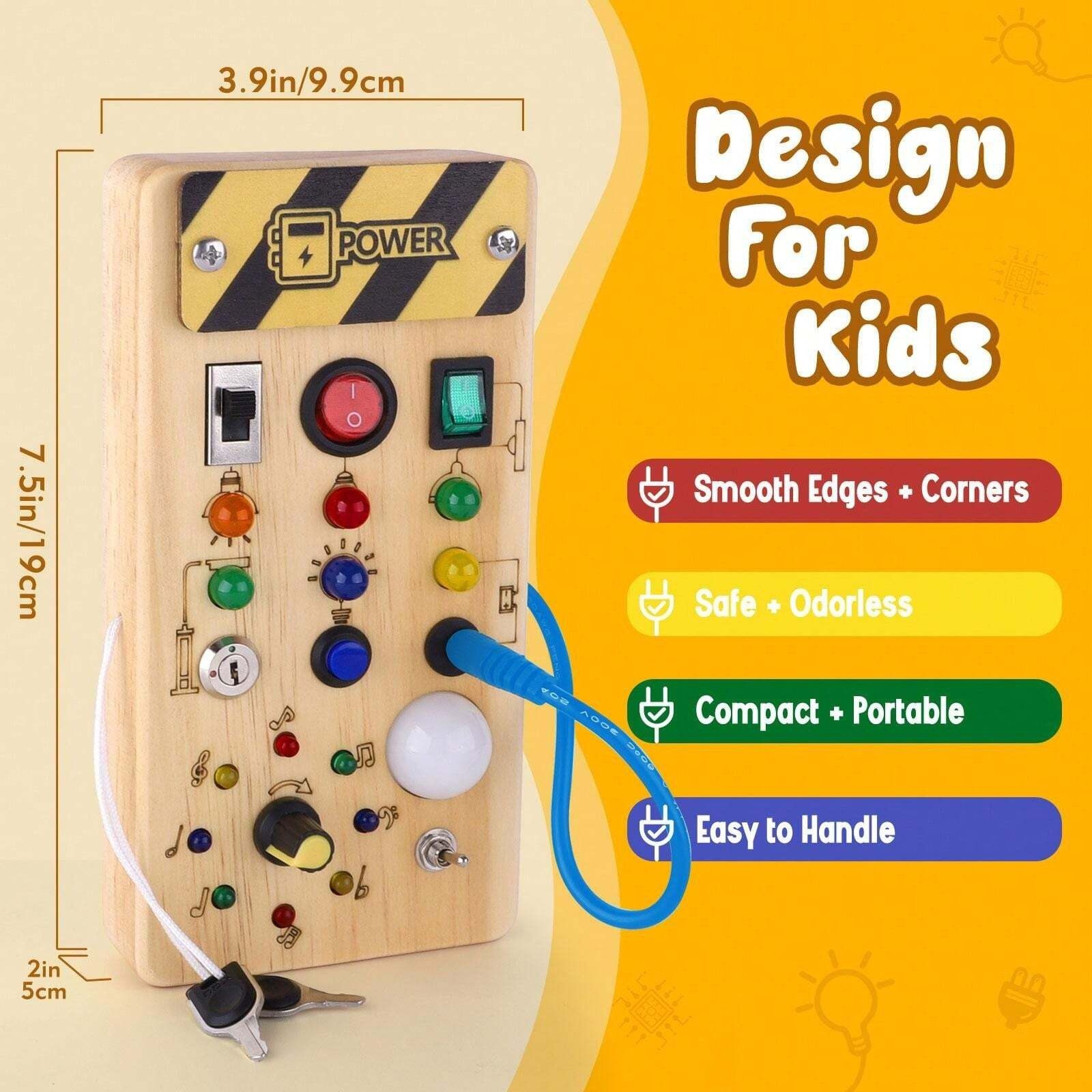Japace Lernspielzeug Holz Busy Board – LED-Lichtschalter Lernspielzeug für Kleinkinder (1-St)
