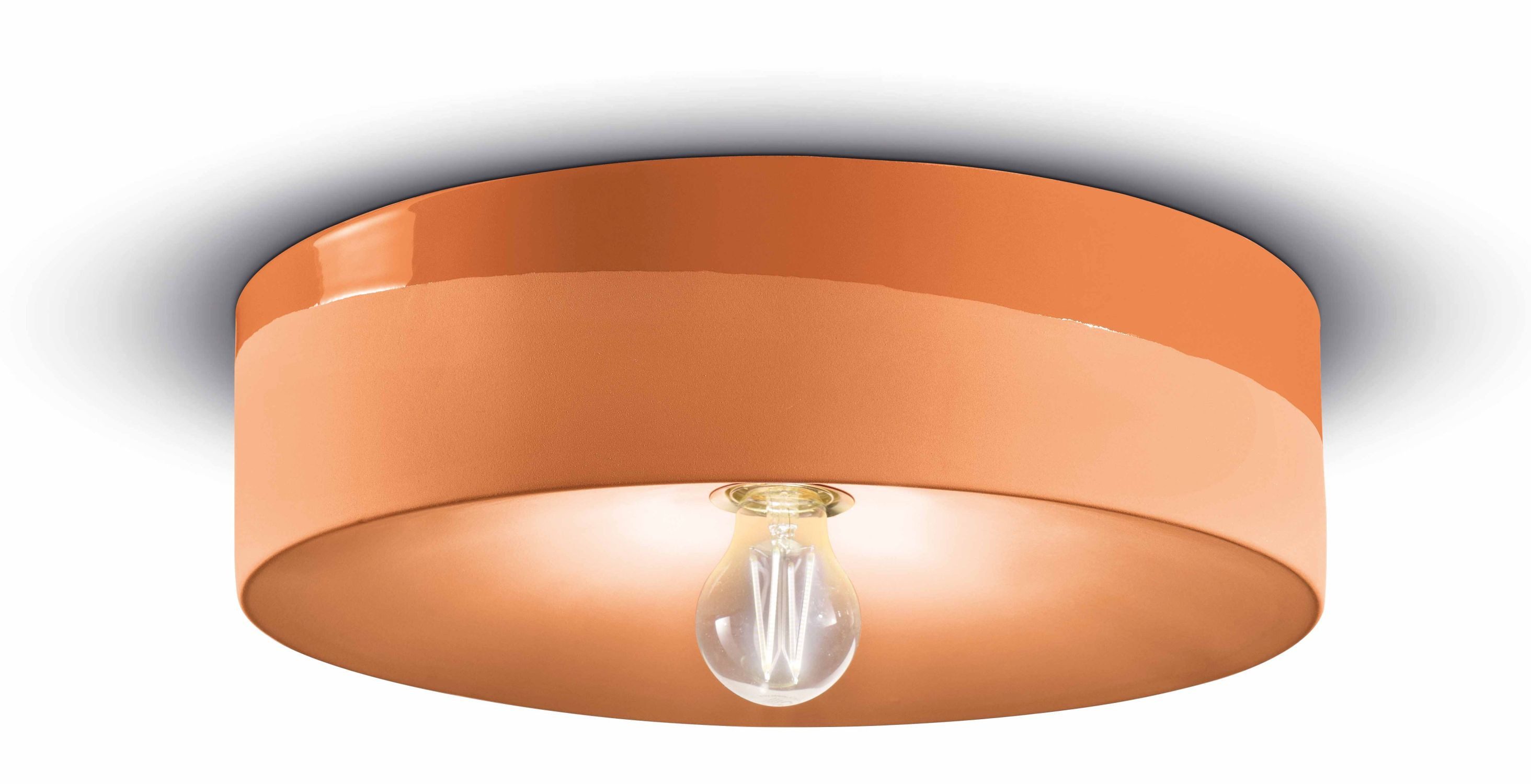 Licht-Erlebnisse Deckenleuchte ENRICO, ohne Leuchtmittel, Keramik D: 40 cm rund Orange E27 Retro Design Handarbeit