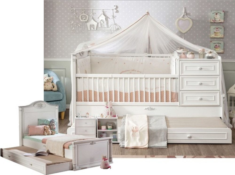 Babybett ROMANTIC mitwachsend, 80x130-180 cm