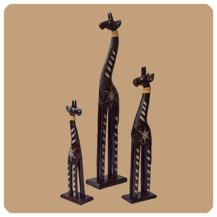 SIMANDRA Skulptur Giraffe 3er-Set afrikanische Holzfigur