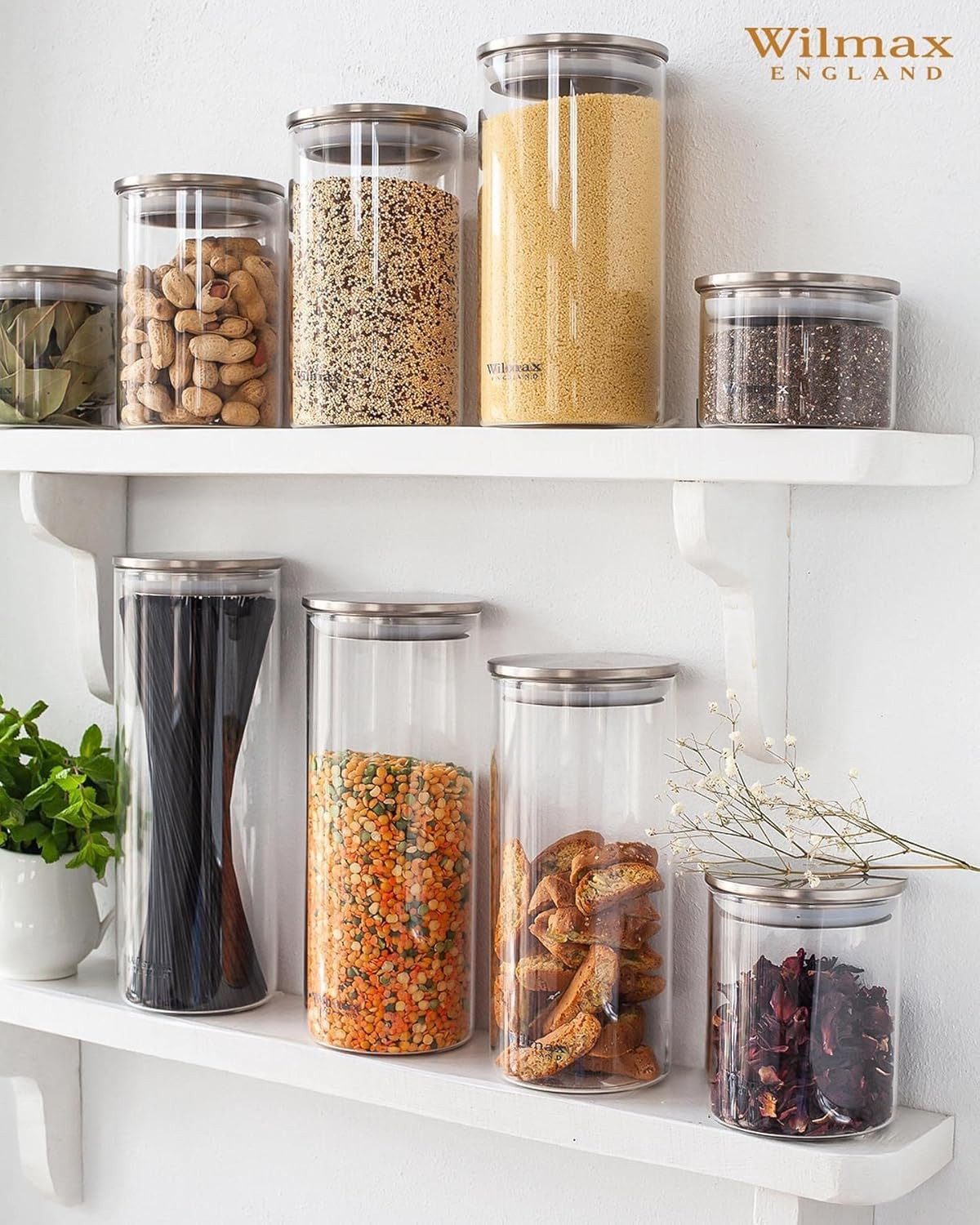 Wilmax England - Deutschland Geschirr-Set Wilmax Glasbehälter 2er-Set mit Metalldeckel, 1300 ml