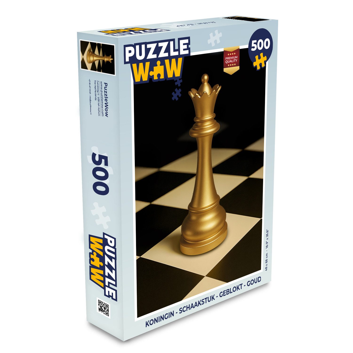 MuchoWow Puzzle Dame - Schachfigur - Blockiert - Gold, 500 Puzzleteile, Foto-Puzzle, Bilderrätsel, Puzzlespiele, Spielzeug