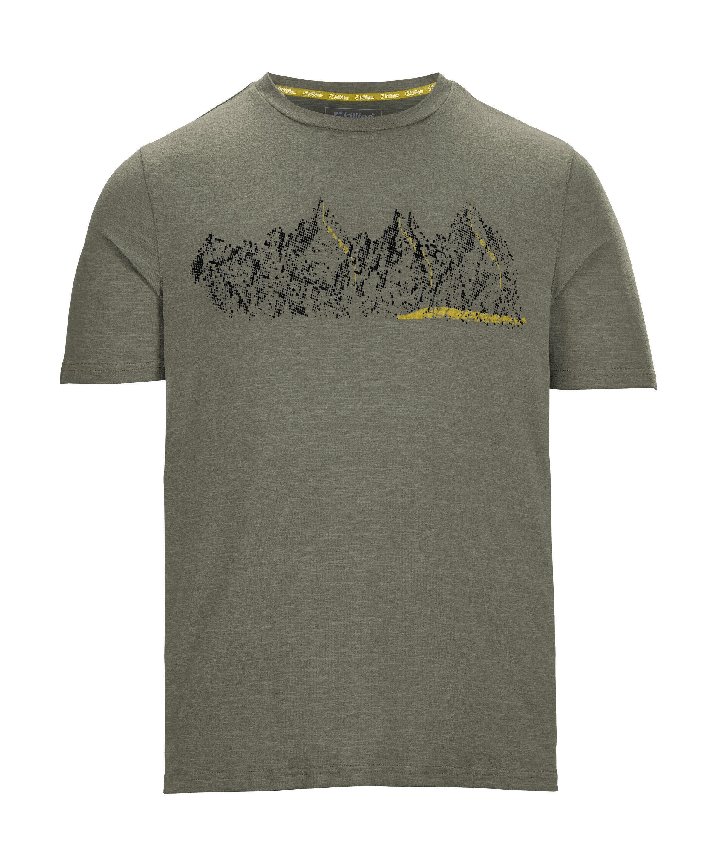 Killtec T-Shirt MN TSHRT C Schnelltrocknendes Herren T-Shirt mit Berg-Print und Melange-Optik