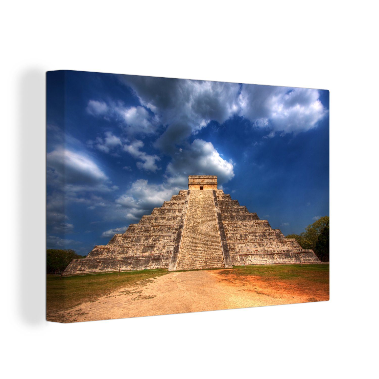 OneMillionCanvasses® Leinwandbild Maya-Pyramide in Leinwandbilder, Wandbild in 30x20 (1 Kukulkan St), von Mexiko, Aufhängefertig, Wanddeko, cm Itzá Chichén