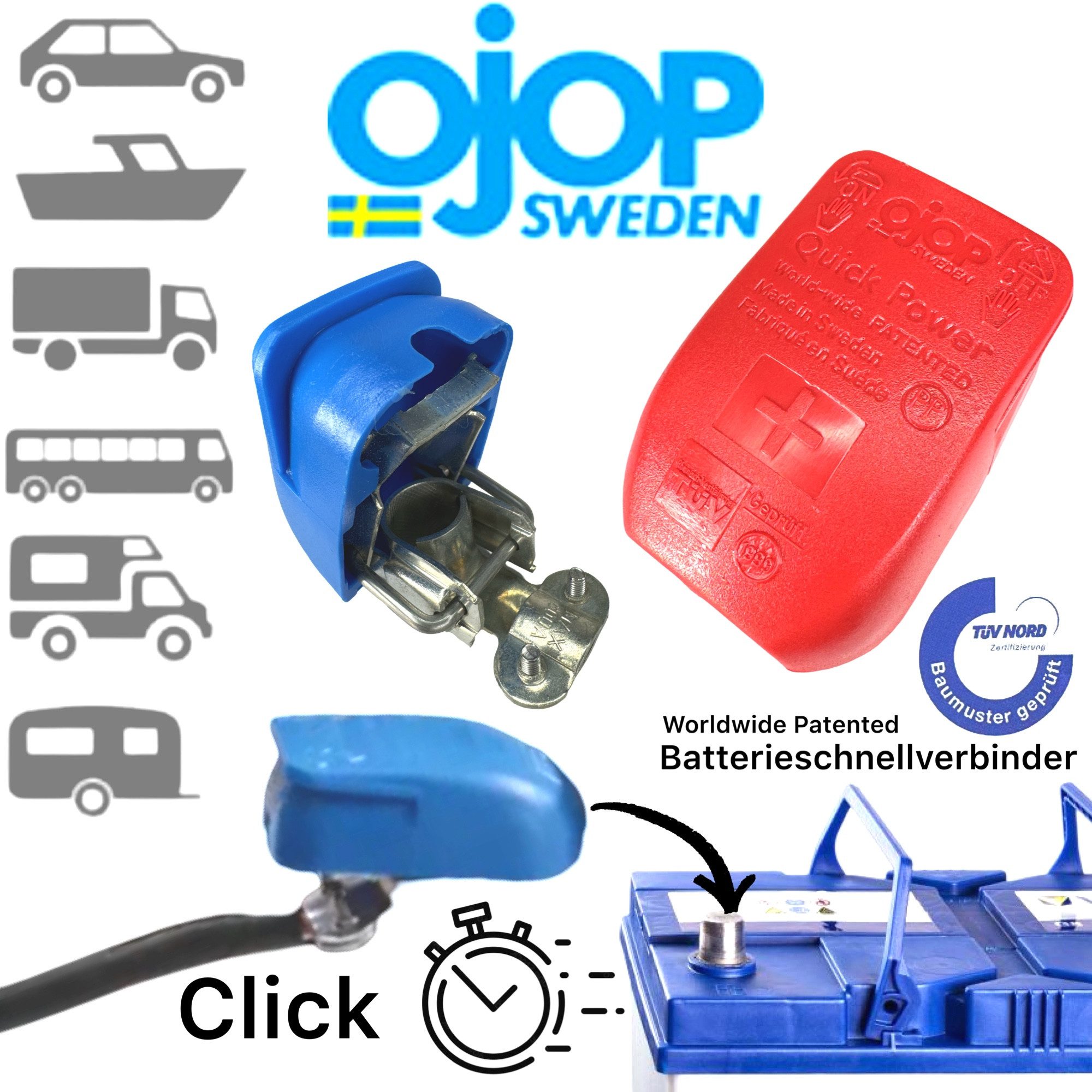 Ojop Motorboot OJOP Batterieschalter Schnellverbinder und Batteriekupplung