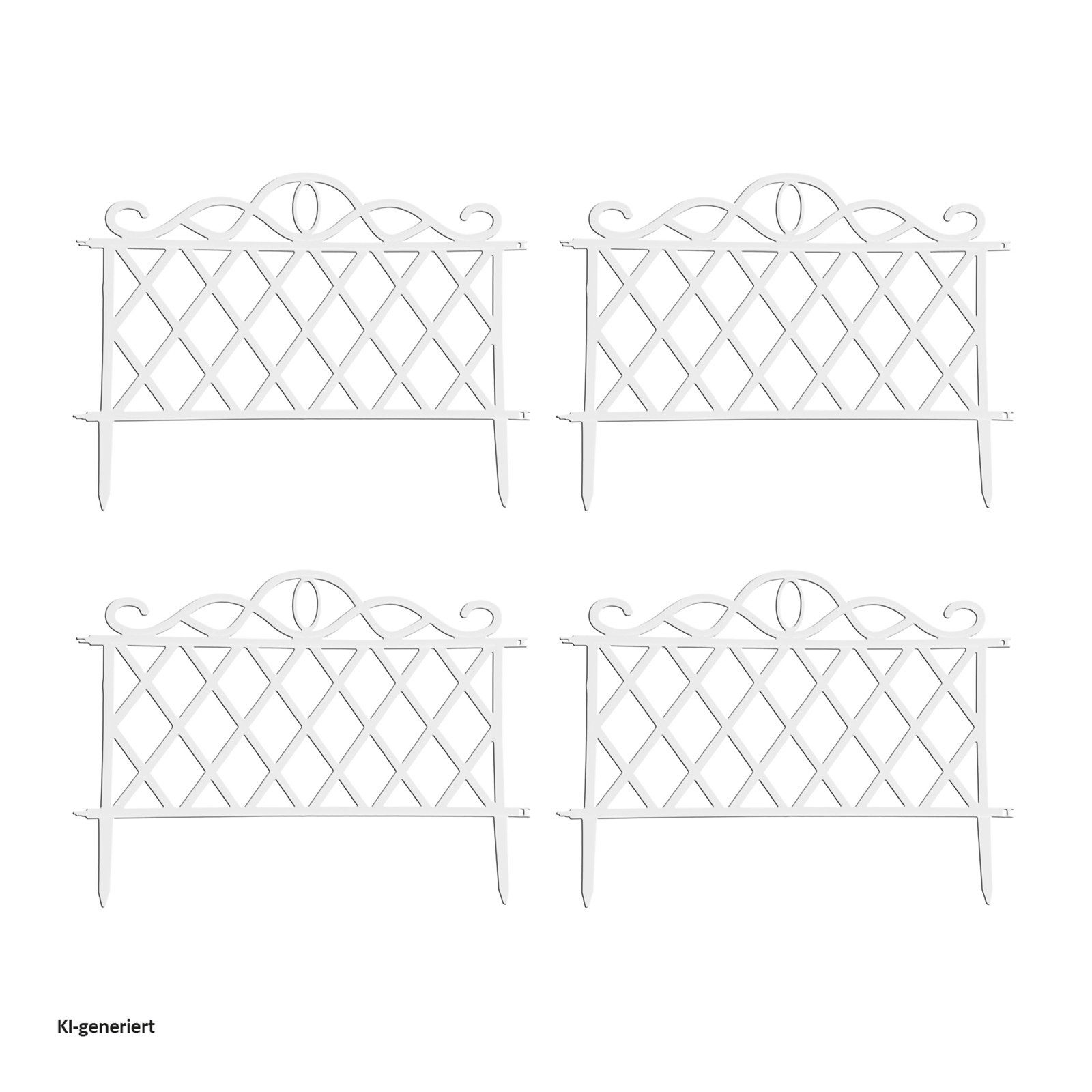 HTI-Living Beetbegrenzung Zierzaun Antik 4-teilig Nessa, 4 Zaunelemente, Beeteinfassung Beetbegrenzung