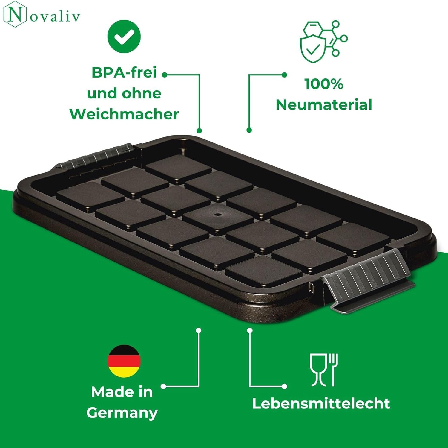 Novaliv Aufbewahrungsbox 30532-1 (1 St), Novaliv 1x Ersatzdeckel 5 Liter mit Clipverschluss 25x15 cm Antrazit