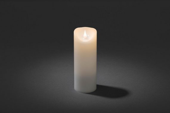 KONSTSMIDE LED-Kerze (1-tlg), LED Echtwachskerze, weiß, mit 3D Flamme, Ø 7,5 cm, Höhe: 20,5 cm