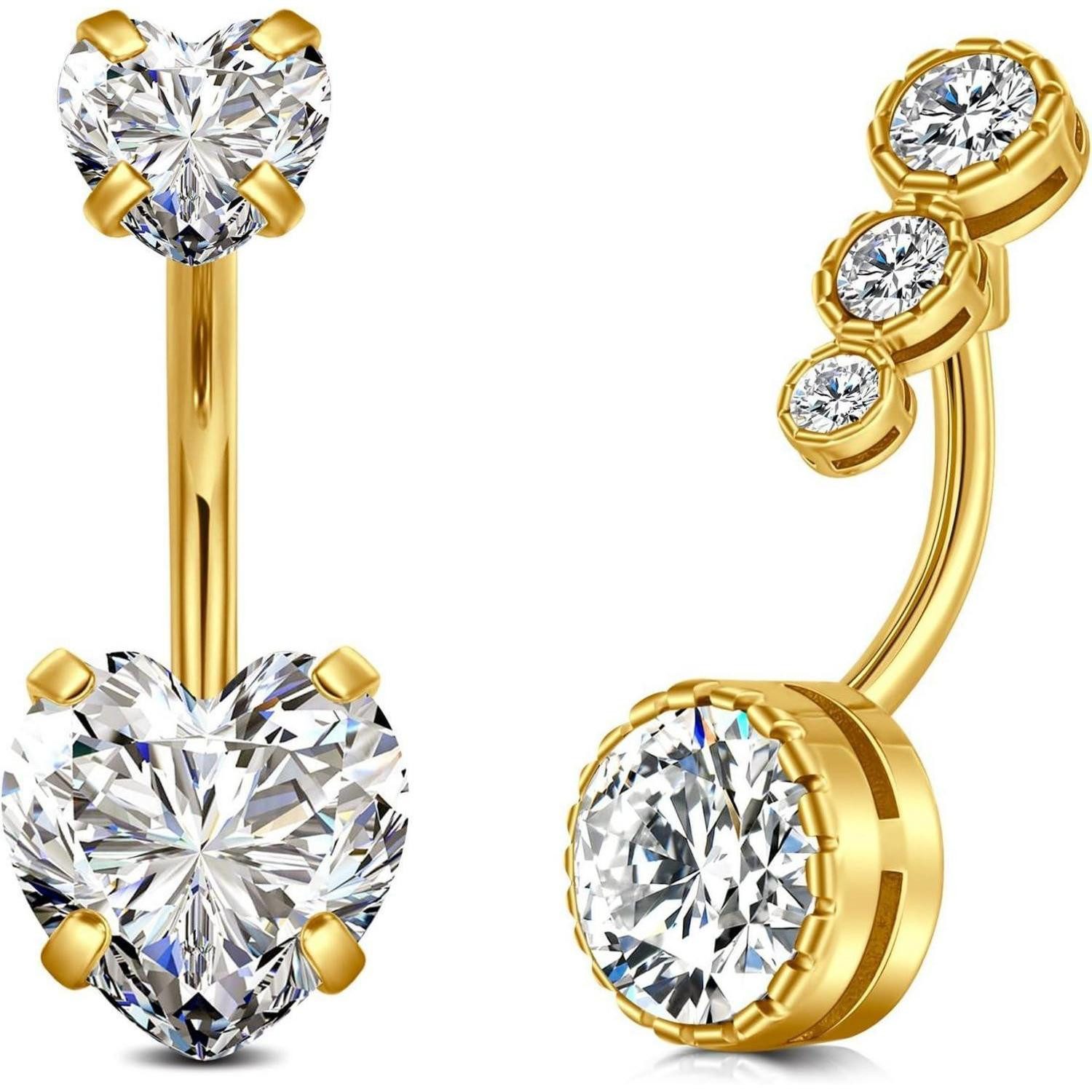 Bauchnabelpiercing 14G Bauchnabelpiercing Set Silber Chirurgenstahl Damen Stein 10mm