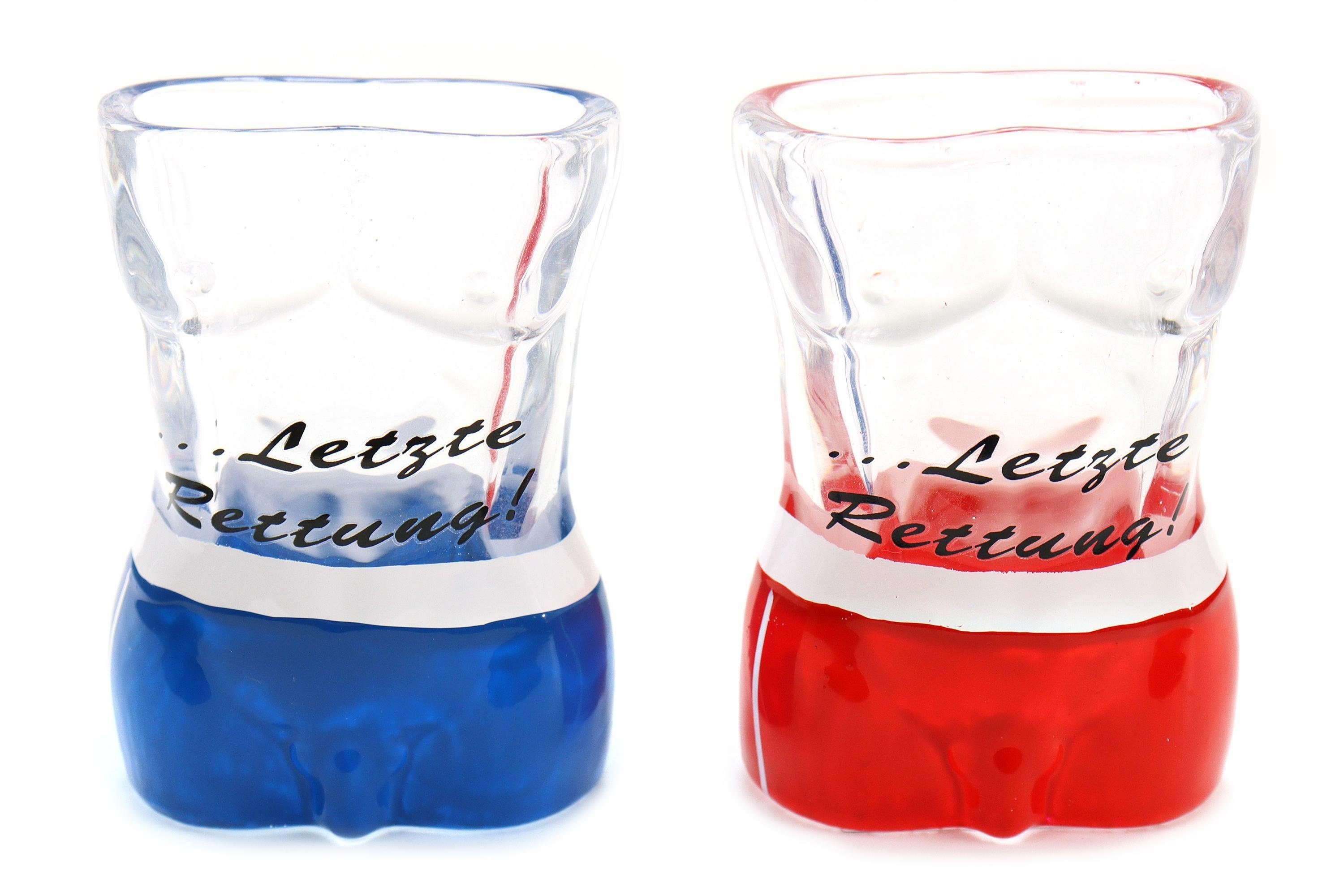 ELLUG Schnapsglas 2er Set Schnapsglas mit Badeshorts/Männer-Oberkörper letzte Rettung, Höhe: 6,5cm, Füllmenge: 2cl/20ml