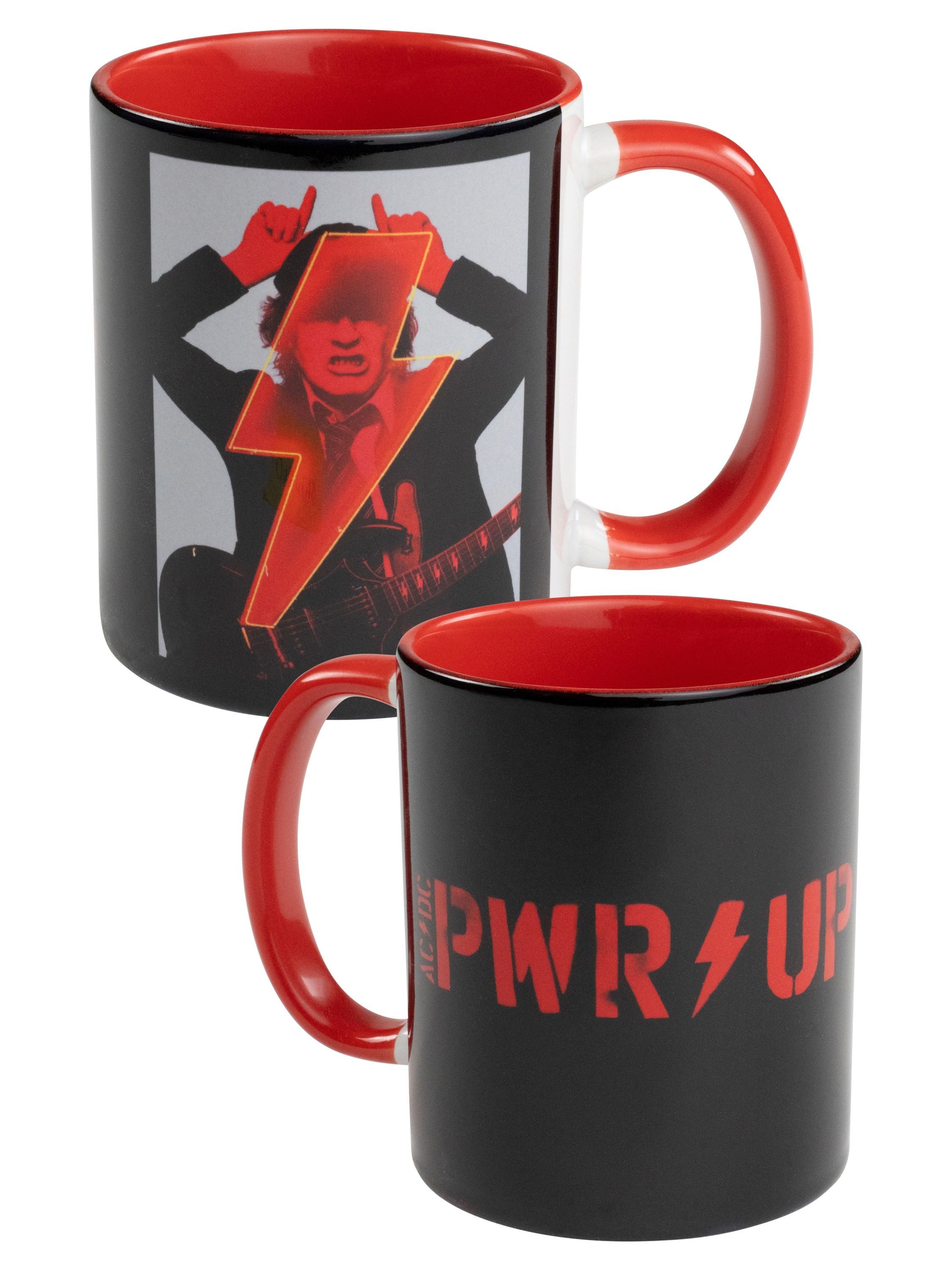 United Labels® Tasse AC/DC Tasse PWR/UP Kaffeetasse Becher Kaffeebecher 320 ml, Keramik