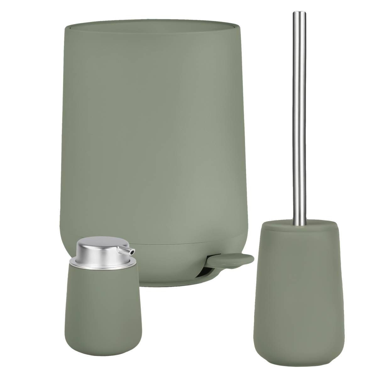 Zone Denmark Badaccessoire-Set "Nova" matt, skandinavisch, matte Oberfläche, Spar-Set, 3 tlg., Pedaleimer 5 Liter mit Toilettenbüste und Seifenspender. € 159,00