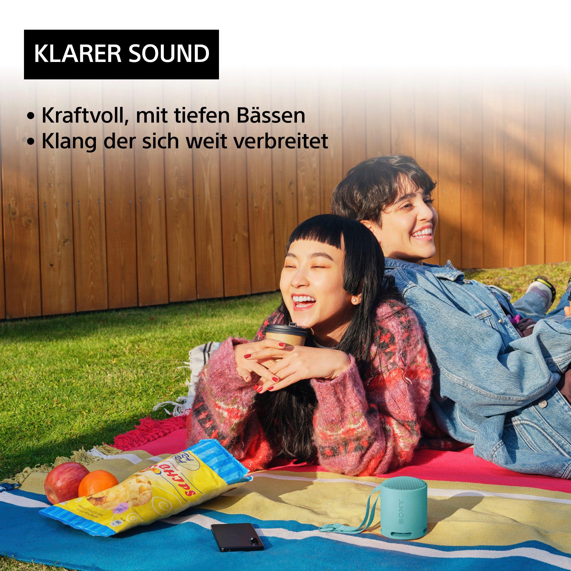 Sony SRS-XB100 Bluetooth-Lautsprecher Stereo (Bluetooth, 2,5 W, kompakter Lautsprecher, mit 360°-Sound-Diffusion)