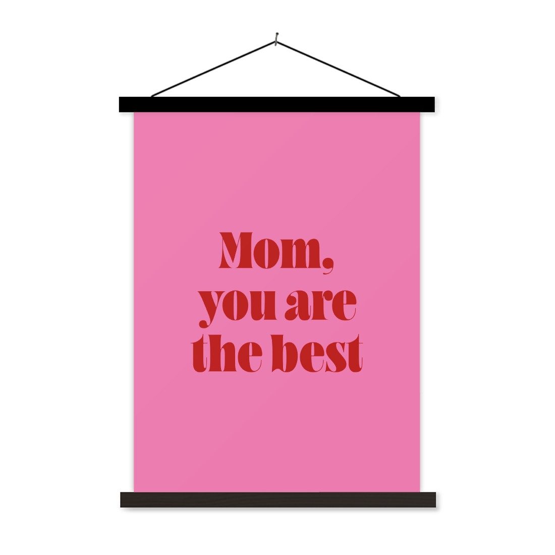 MuchoWow Poster Mutter - Botschaft - Rosa, (1 St), Magnetische Posterleiste, Holzleisten, Textilposter, 60x80 cm