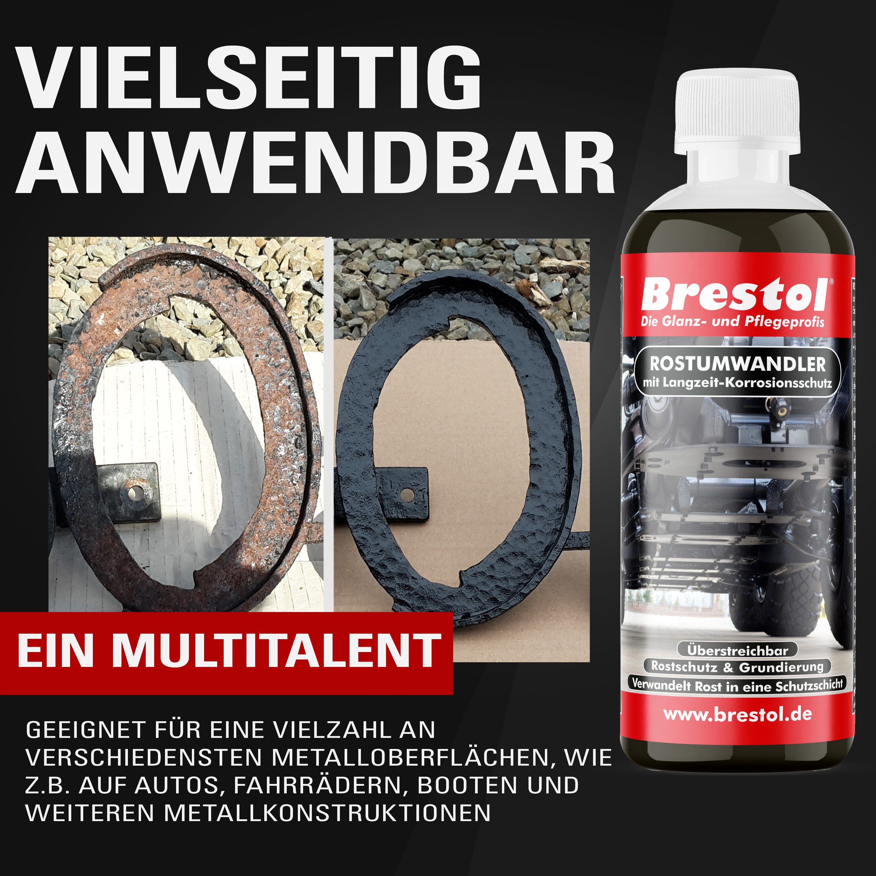 Brestol Rostumwandler, Rostentferner, Rostschutz Rostentferner (Rostschutz und Grundierung in Einem Langzeit Schutz)