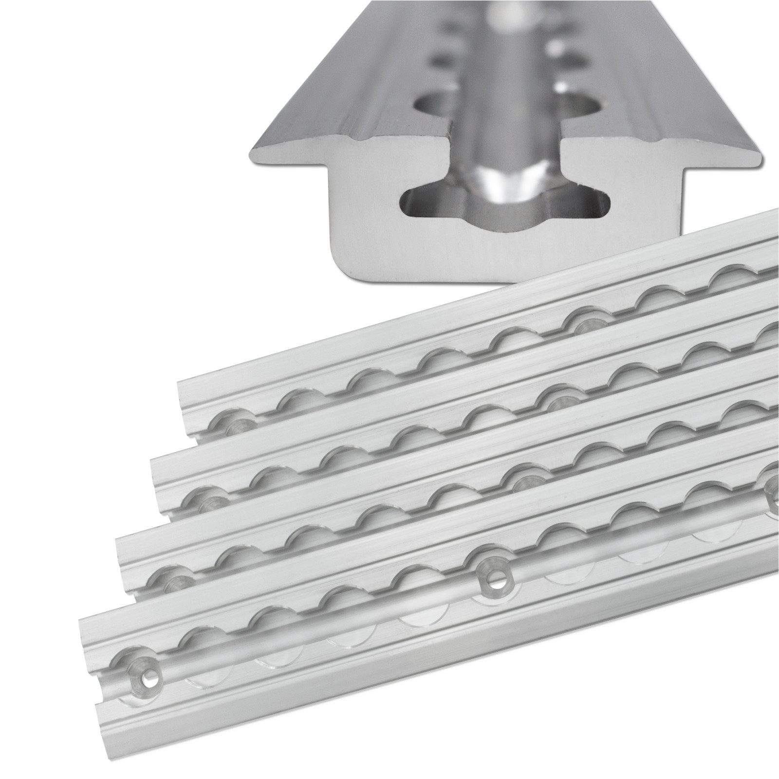 solidpro Spanngurt Airlineschiene 4x 0,5 Meter bodenprofil silber, TÜV zertifiziert (4-St)