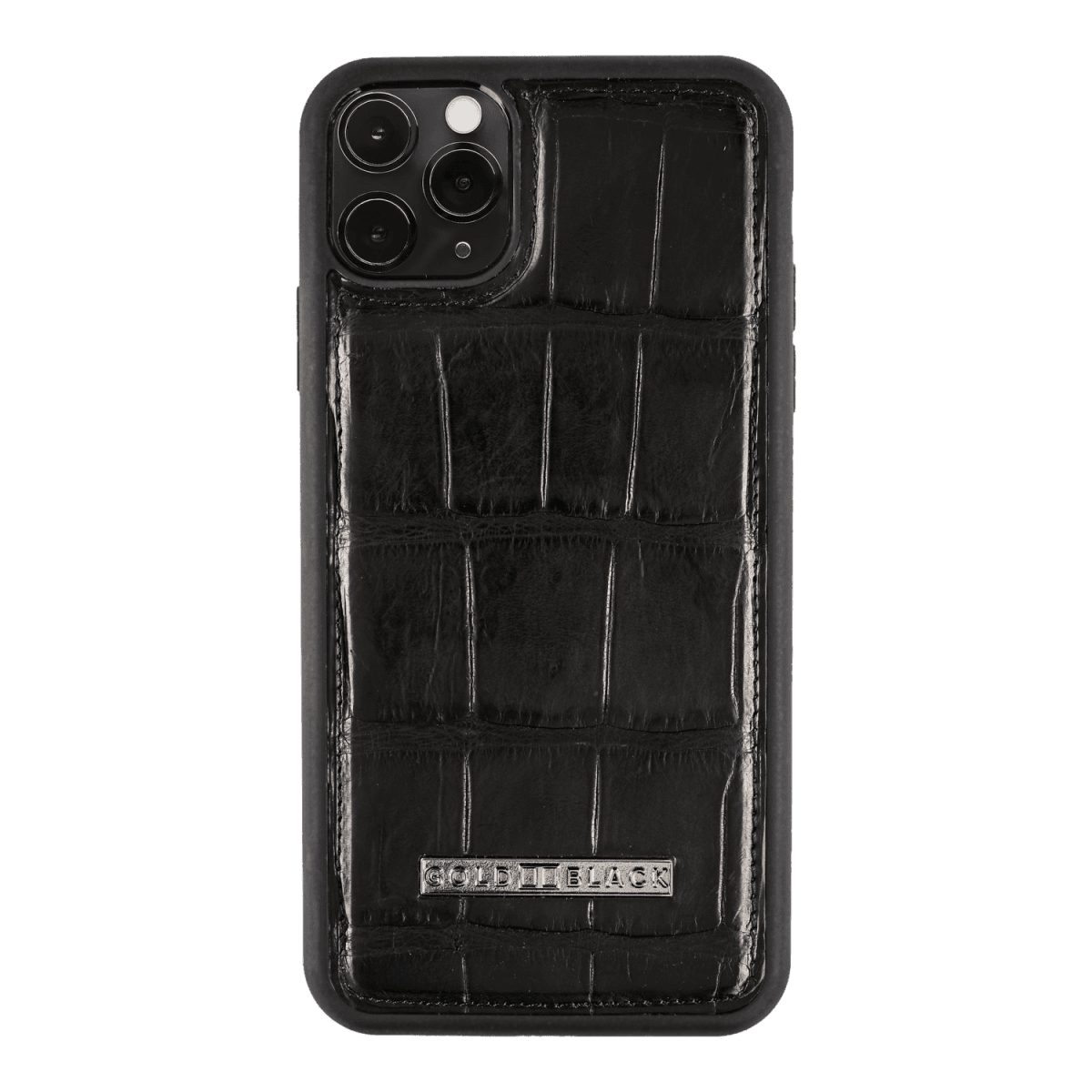 GOLDBLACK Handyhülle GOLDBLACK iPhone 11 Pro Max Lederhülle Krokodilleder Schwarz