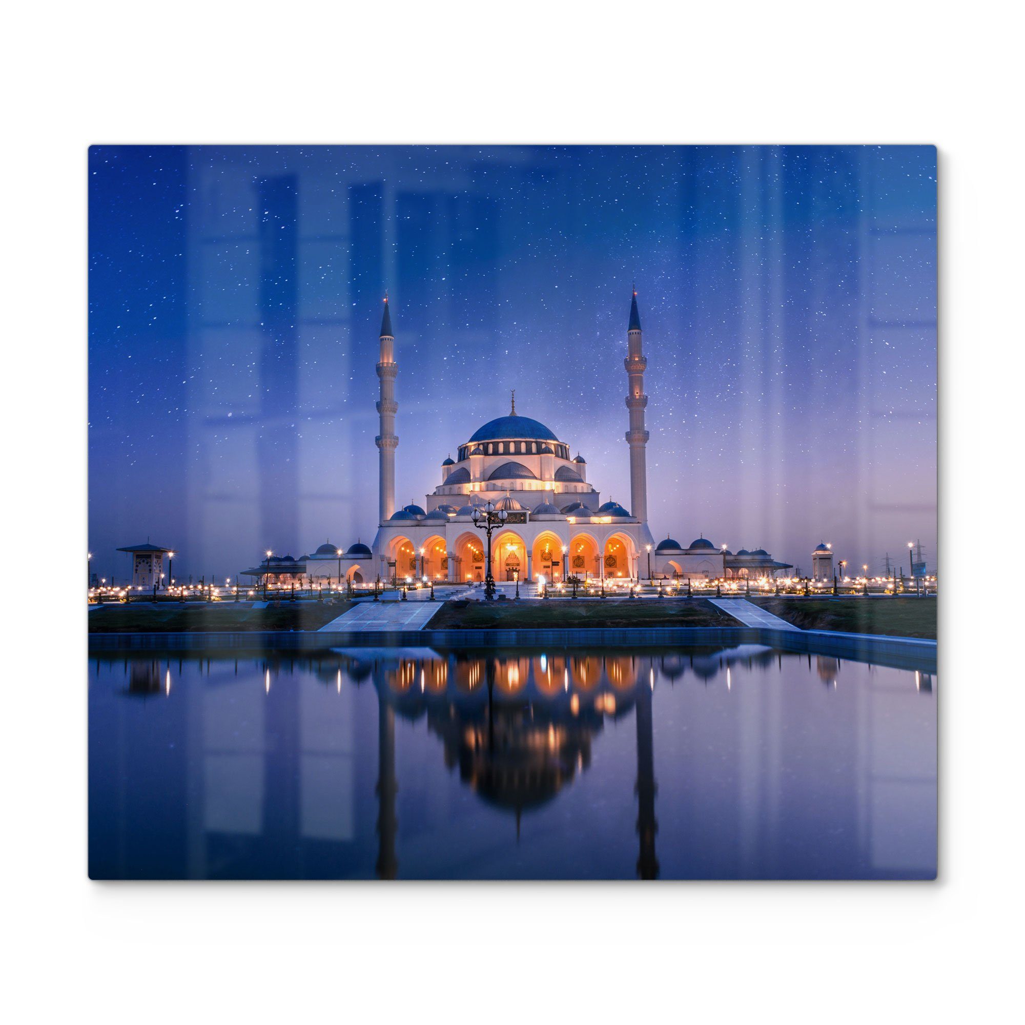 Nacht', DEQORI (1 tlg), Herdblende-/Abdeckplatte bei Glas, 'Sharjah Herdabdeckplatte Herd Glas Ceranfeld Moschee