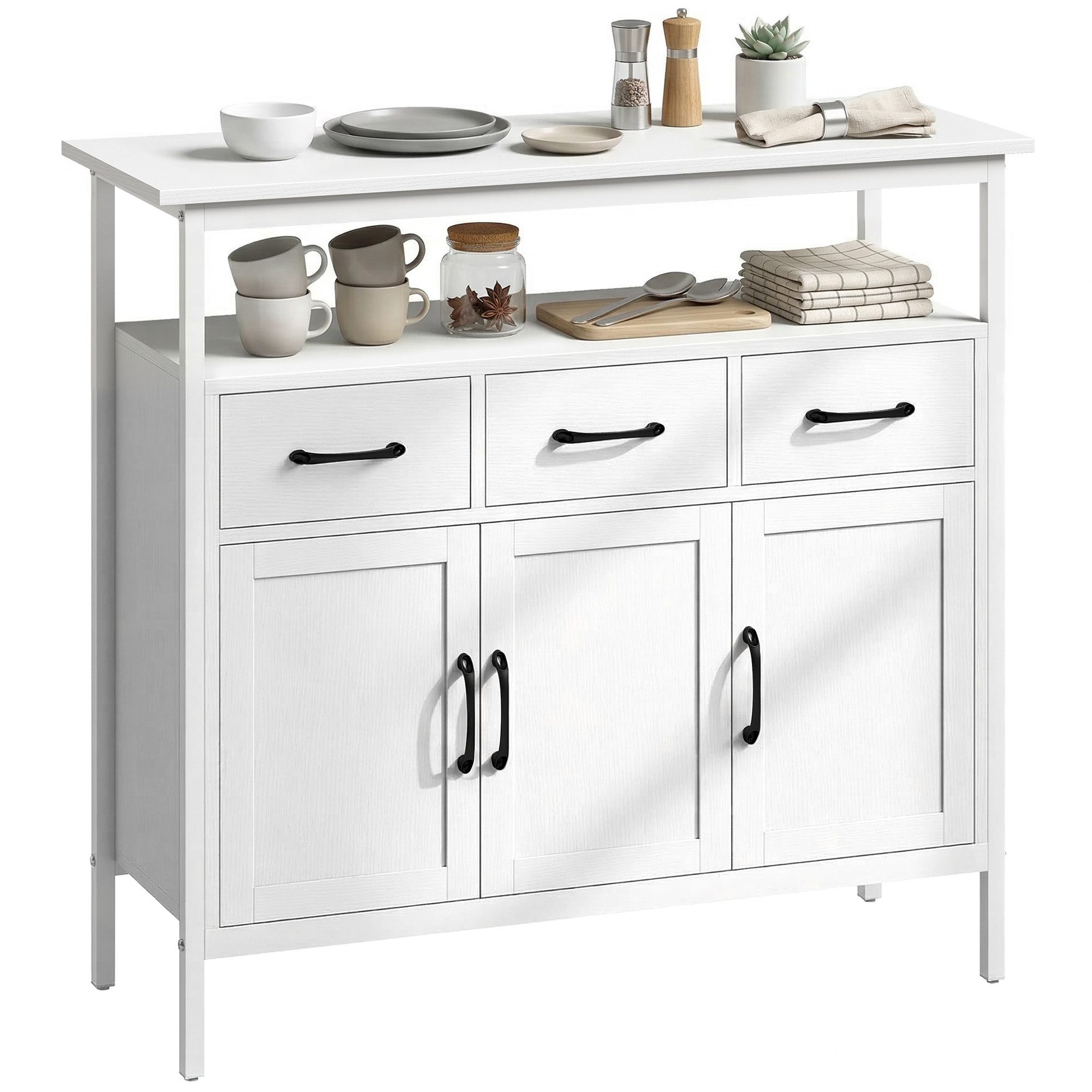 HOMCOM Sideboard Aufbewahrungsschrank für Wohnzimmer (Kommode, 1 St., Küchenschrank), Großer Stauraum mit verstellbaren Regalen