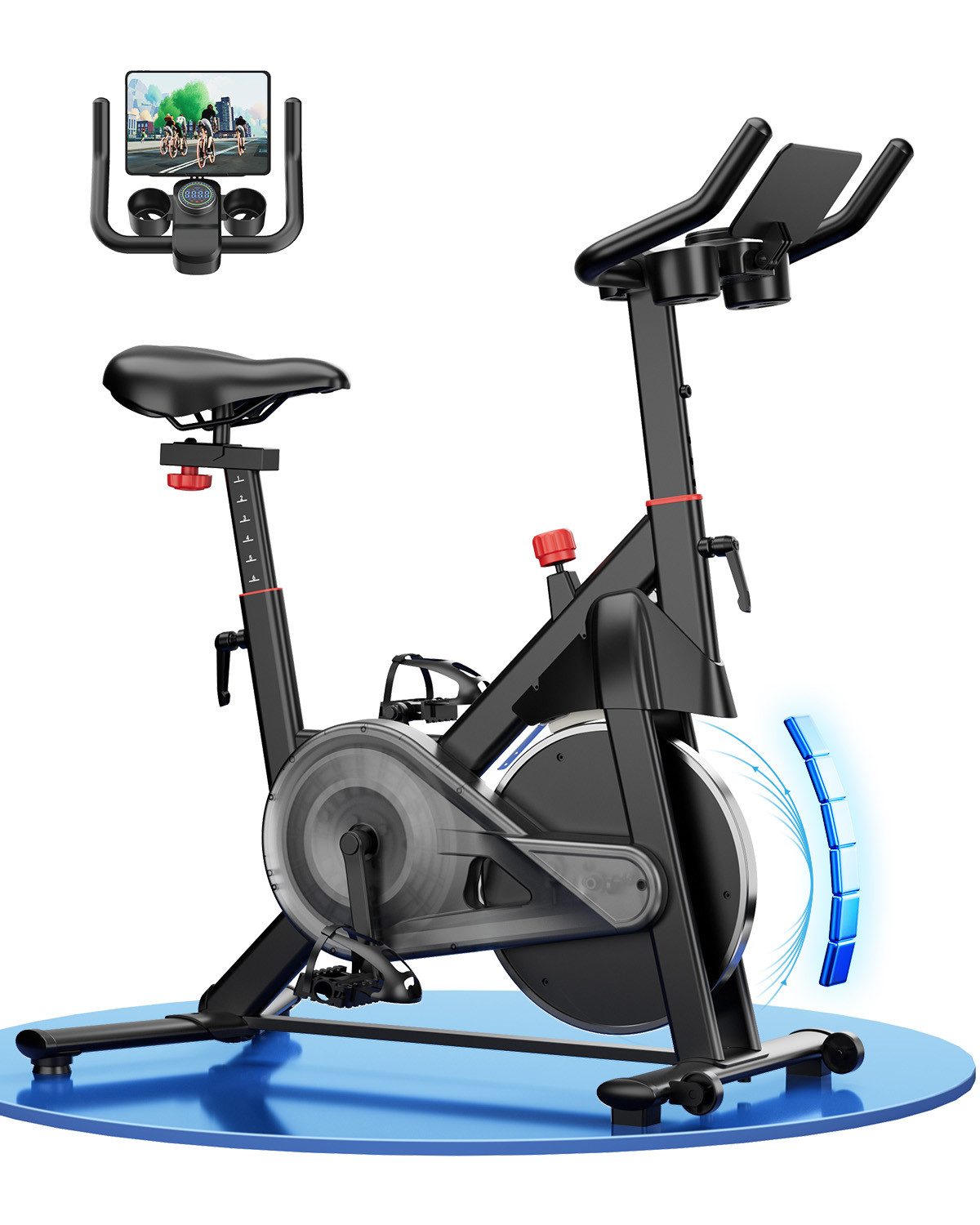 SUPERUN Heimtrainer Fahrrad, Stationärer Fahrradtrainer, Spin Bike für Home-Training (1-tlg), 32-stufig einstellbarer Magnetwiderstand, exklusive Trainings-App