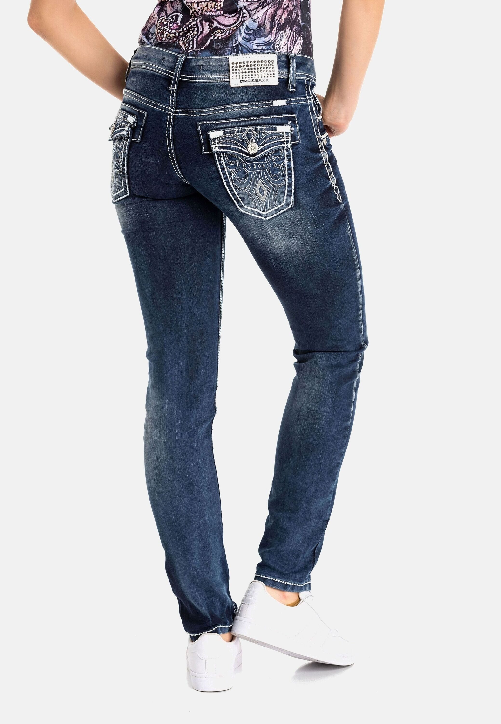 Cipo & Baxx Regular-fit-Jeans Jeans mit Farbigen Nähten, WD259