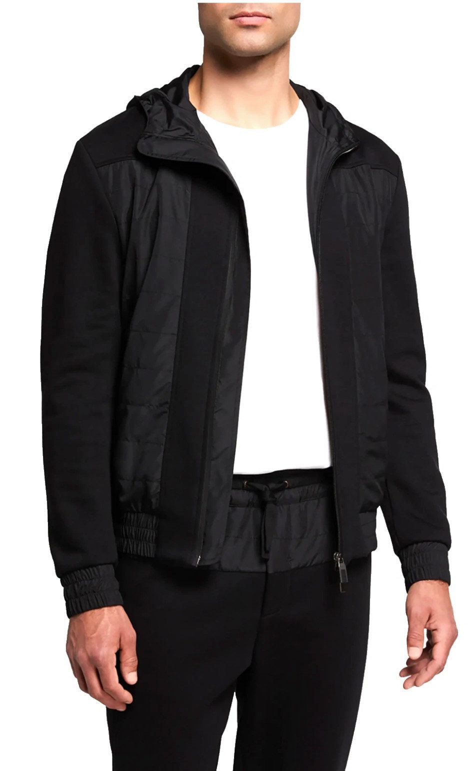 CANALI Blouson Black Edition Hi-Tech Luxus Sportjacke mit Reißverschluss Zwei-Wege-Reißverschluss und verstellbare Kapuze