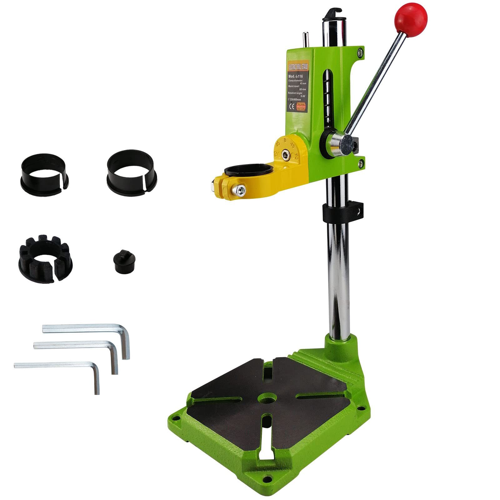 TWUFY Bohrständer Bohrständer Bohrmaschinen-Ständer Pressständer für Handbohrmaschine, (90 Grad Drehbar, Diameter 38-43mm, Bohrmaschine Presse Adapter, 1-tlg., Bohrständer Bohrständer schwenkbar mit Arbeitstisch Clamp), For Hardware Processing Mold Making