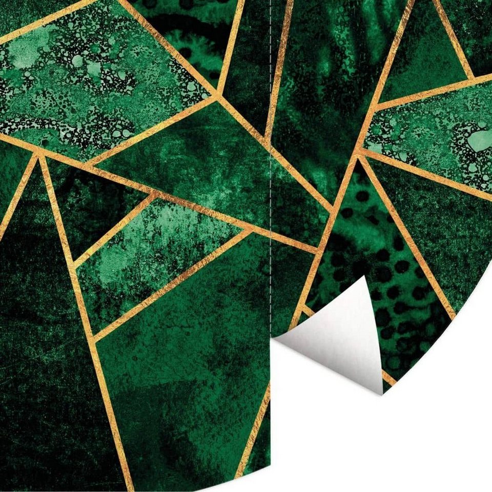 K&L Wall Art Fototapete »Fototapete Fredriksson Gold Grün Smaragd  Vliestapete Wohnzimmer abstrakt«, Geometrisch Tapete
